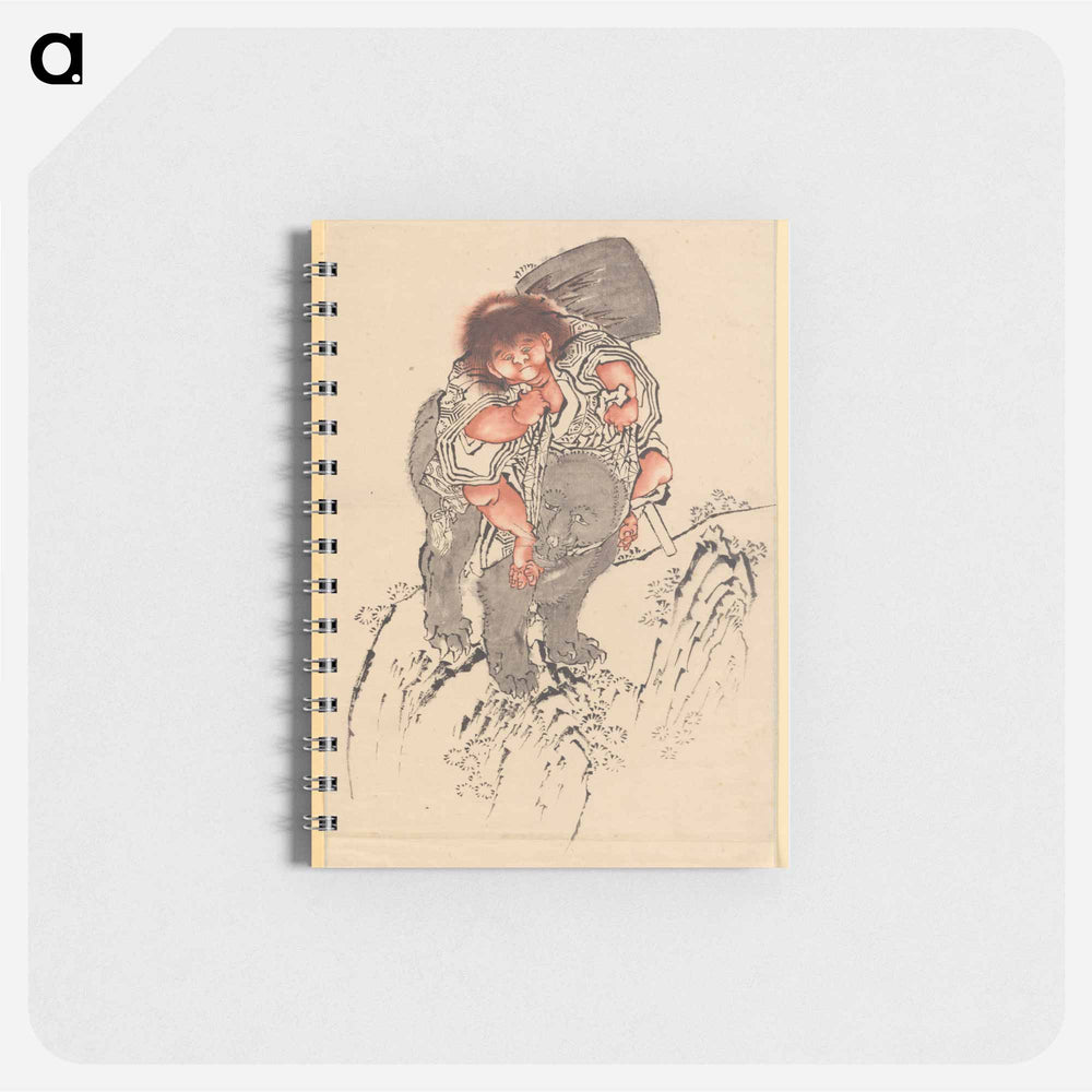 Sakata Kintoki Riding on Bear's Back - 葛飾 北斎 Memo.