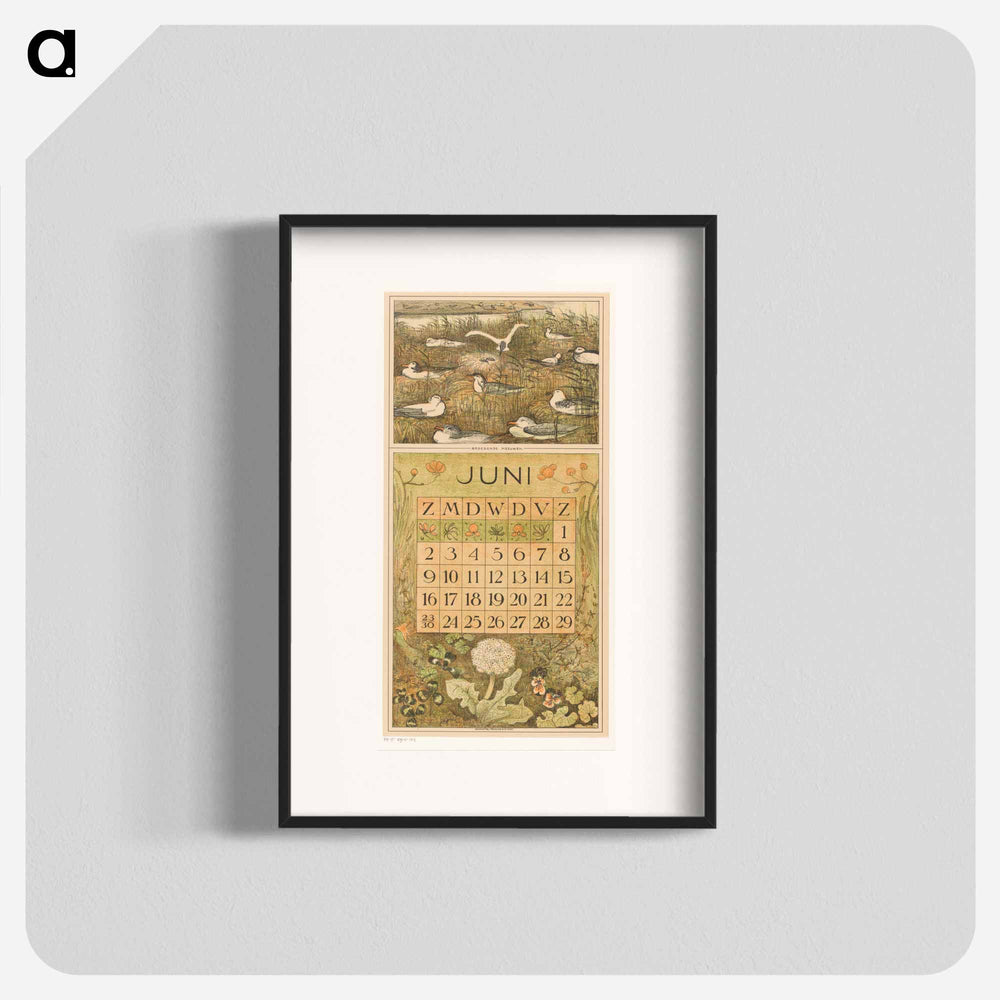 Calendar day with brown flowers - Theo van Hoytema Poster.