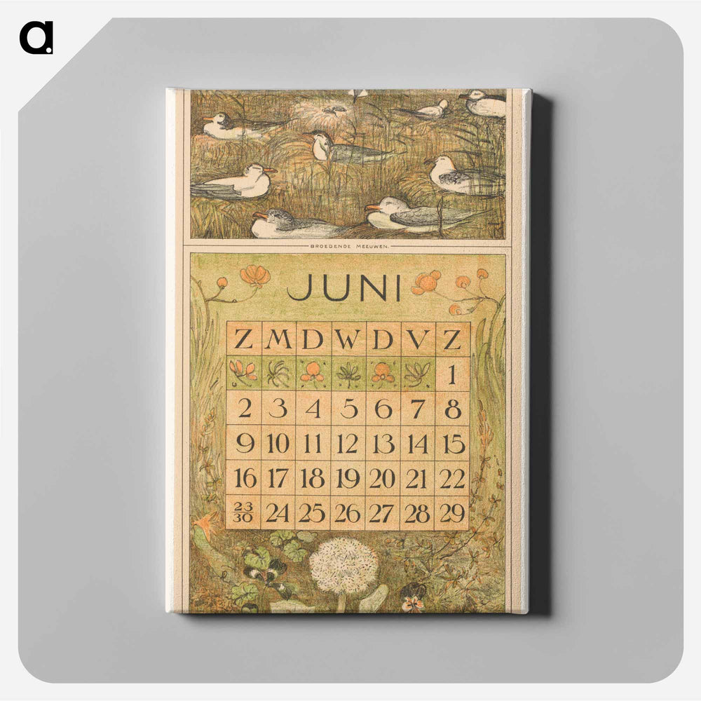 Calendar day with brown flowers - Theo van Hoytema Canvas.