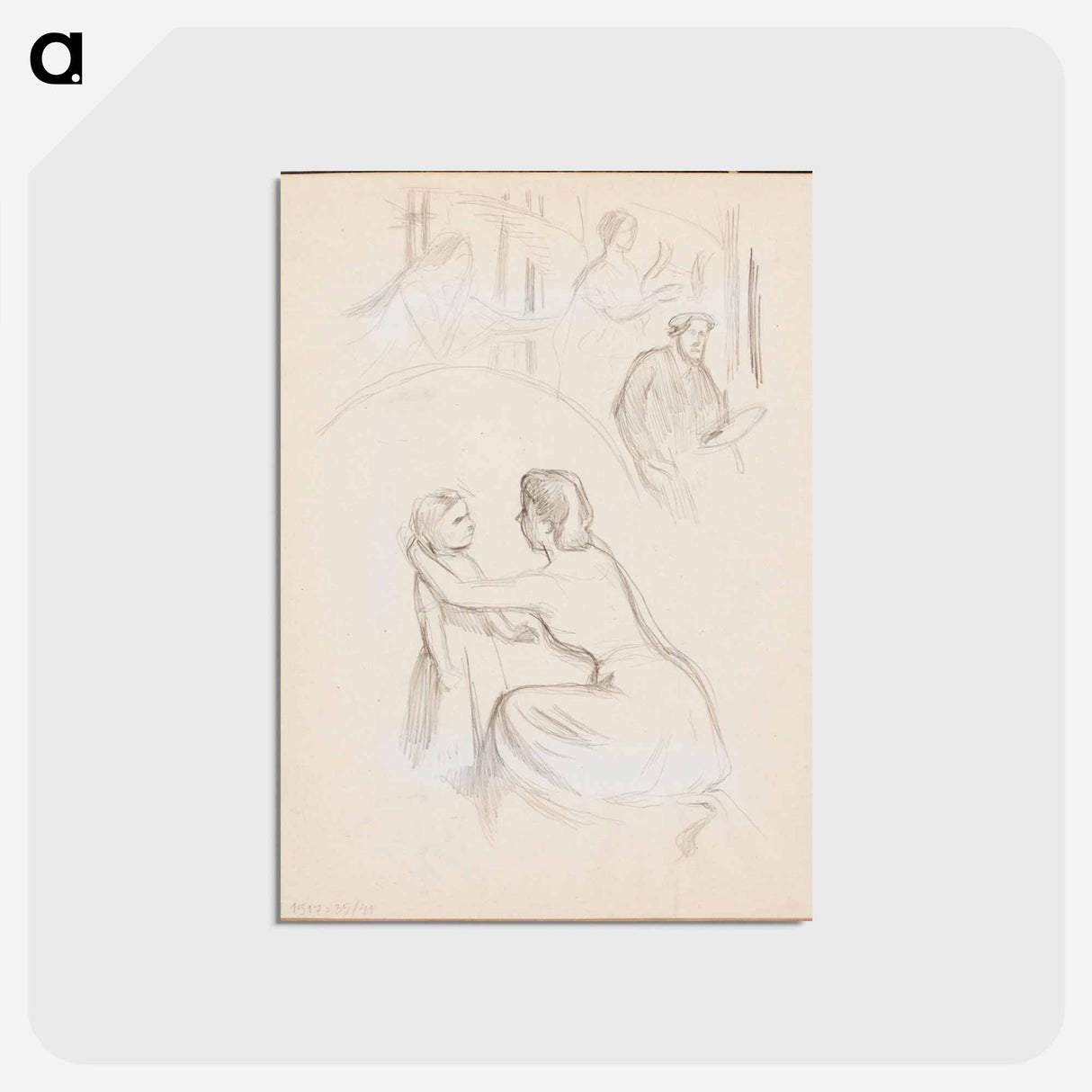 アートポストカード-(unknown)part of a sketchbook - アルバート エーデルフェルト Postcard.