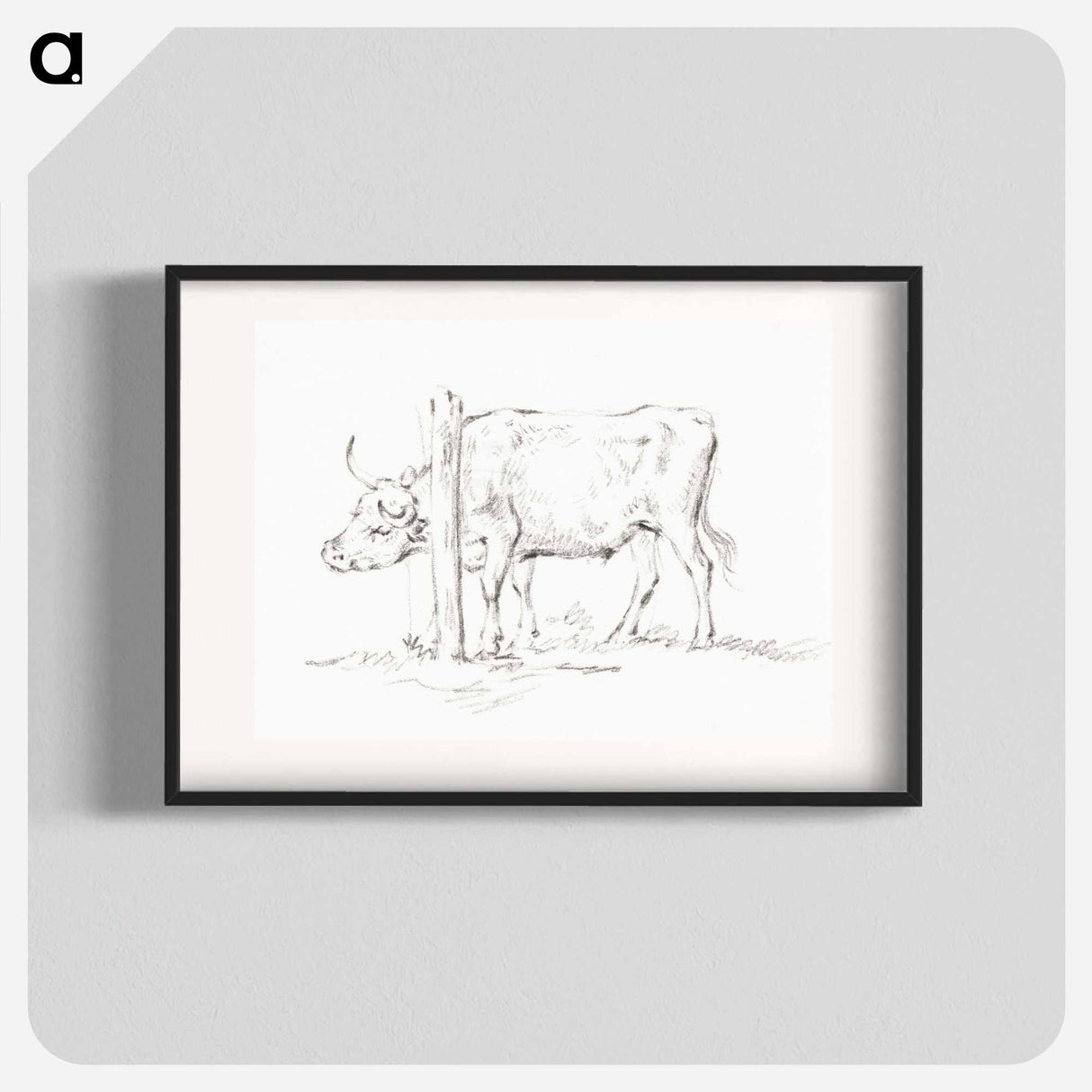 Standing cow, with its head between poles - ジャン ベルナール Poster.