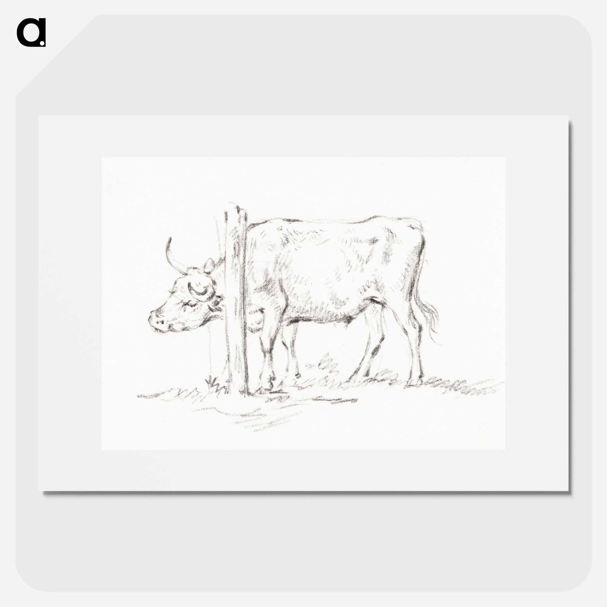 Standing cow, with its head between poles - ジャン ベルナール Poster.