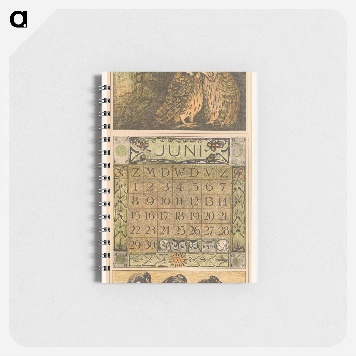 Kalenderblad juni met uilen en scholeksters - テオ ヴァン ホイテマ Memo.