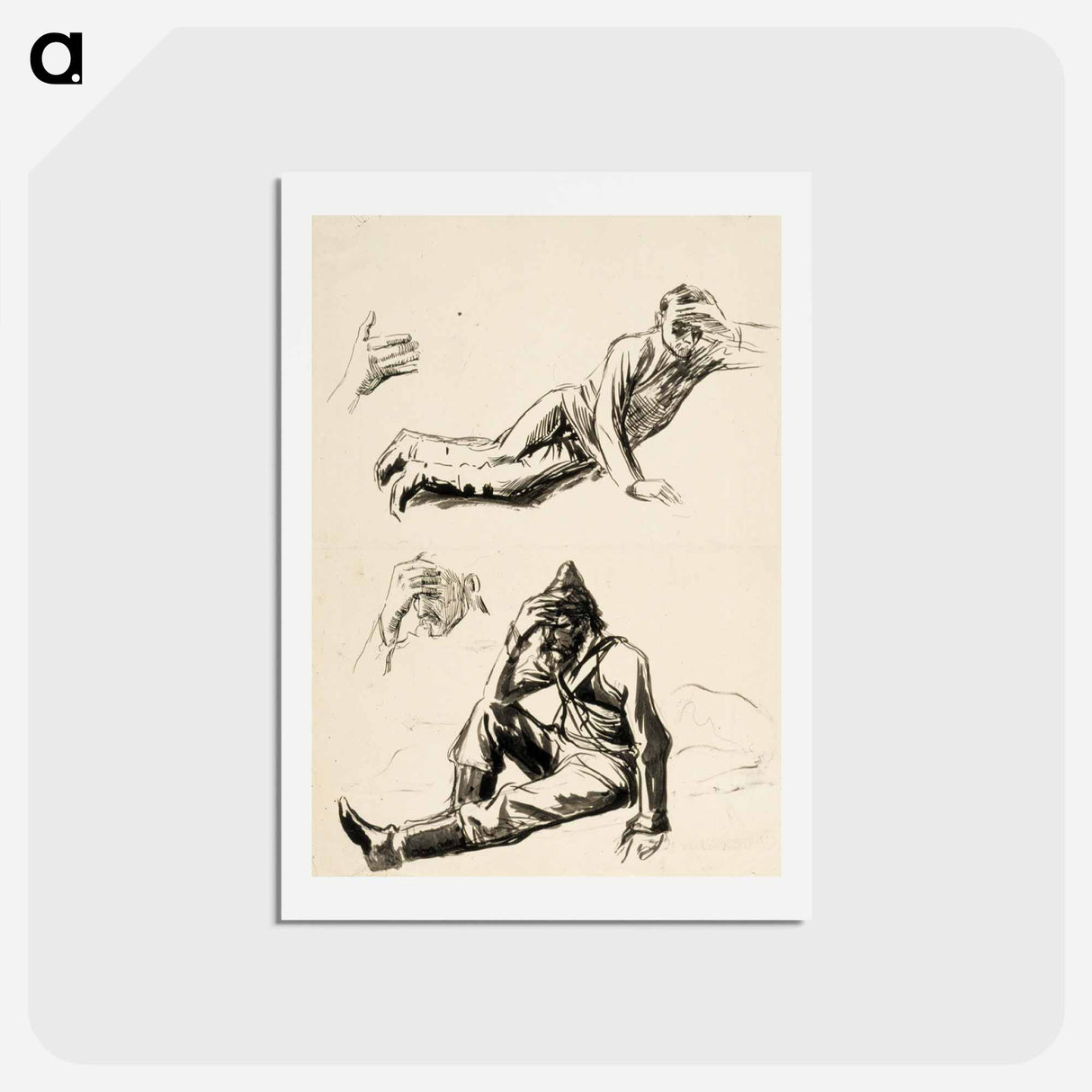 Kuoleva soturi, luonnos - アルバート エーデルフェルト Postcard.