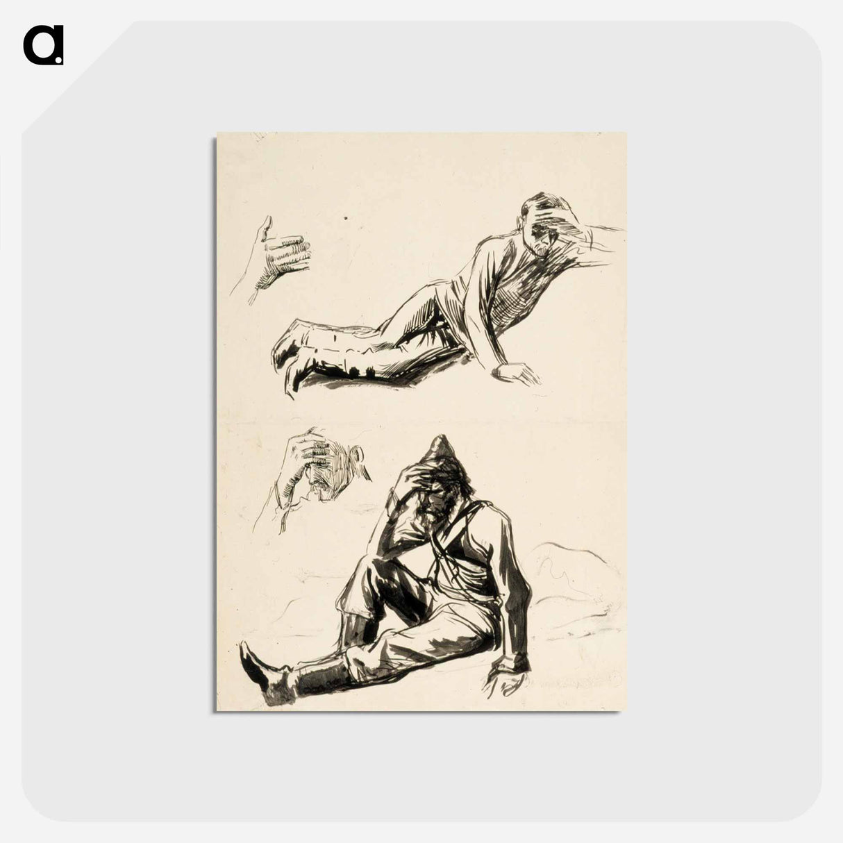 Kuoleva soturi, luonnos - アルバート エーデルフェルト Postcard.