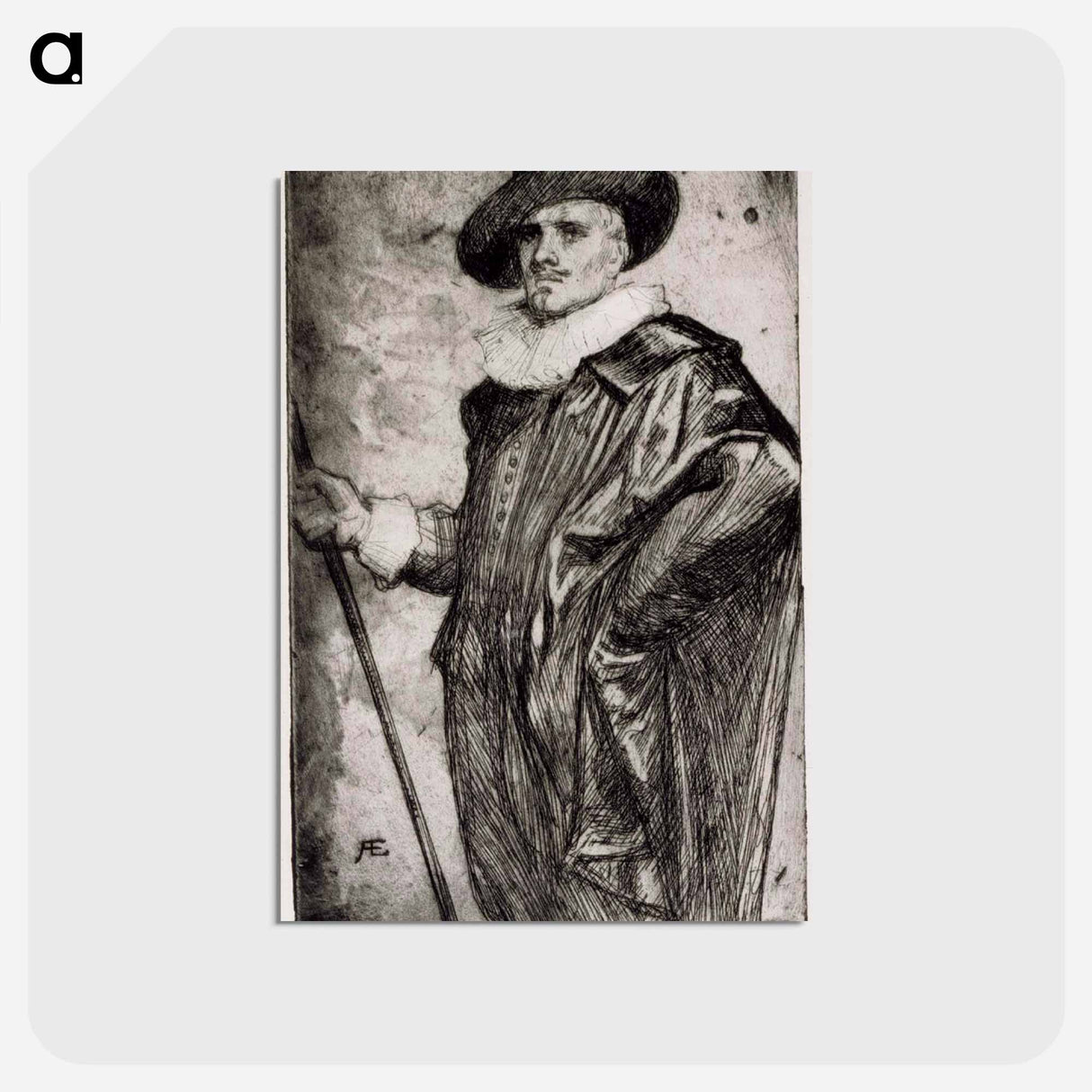 Mies 1600-luvun puvussa - アルバート エーデルフェルト Postcard.