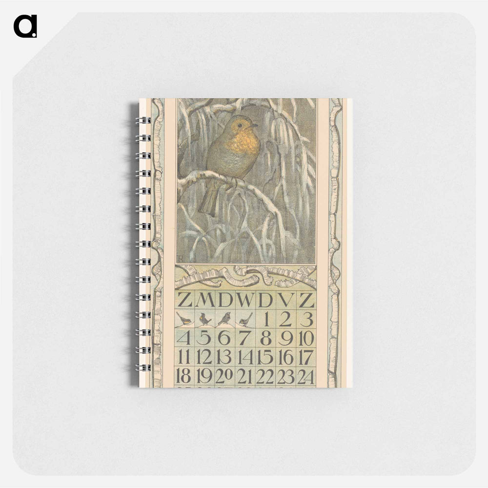 Kalenderblad december met roodborstje - テオ ヴァン ホイテマ Memo.