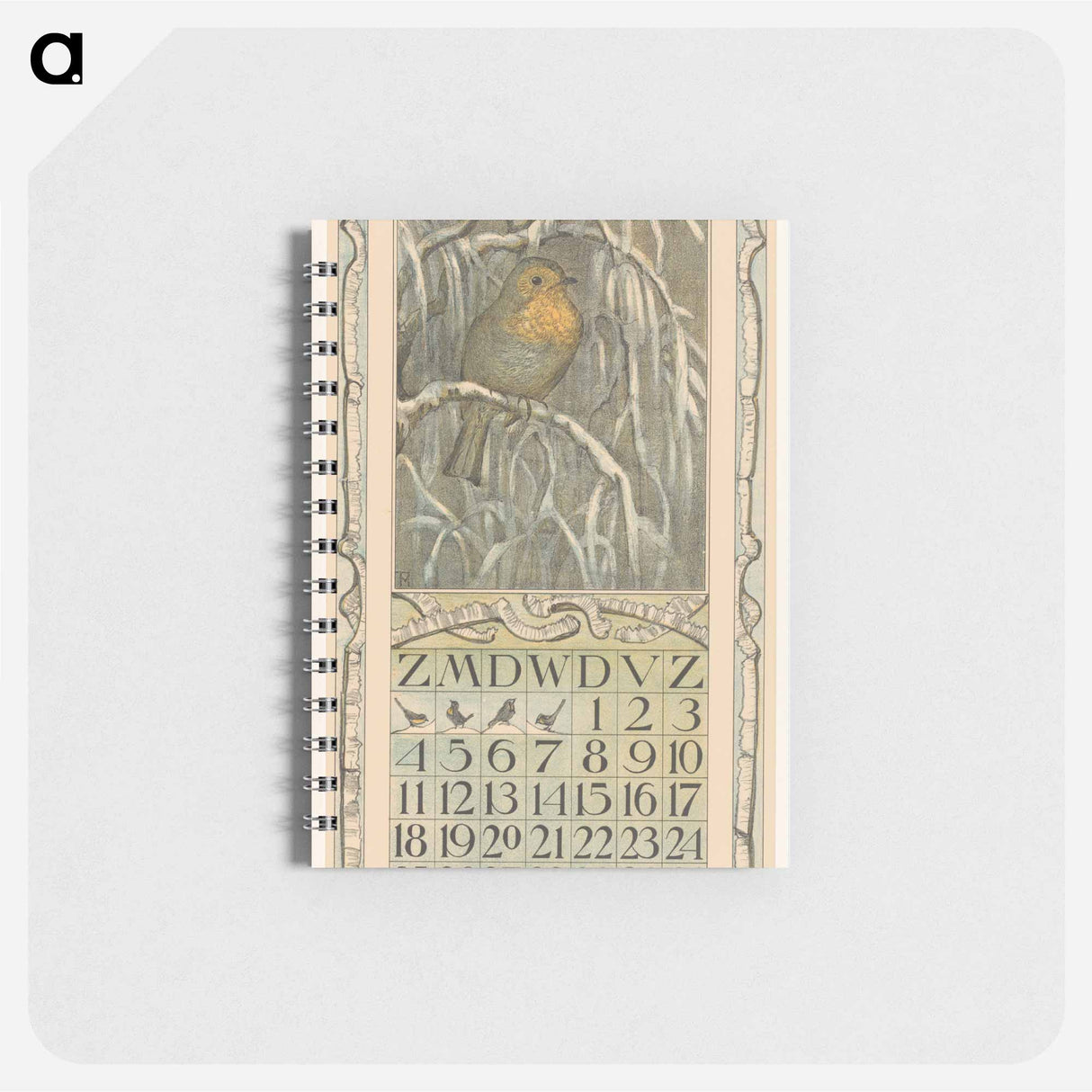 Kalenderblad december met roodborstje - テオ ヴァン ホイテマ Memo.
