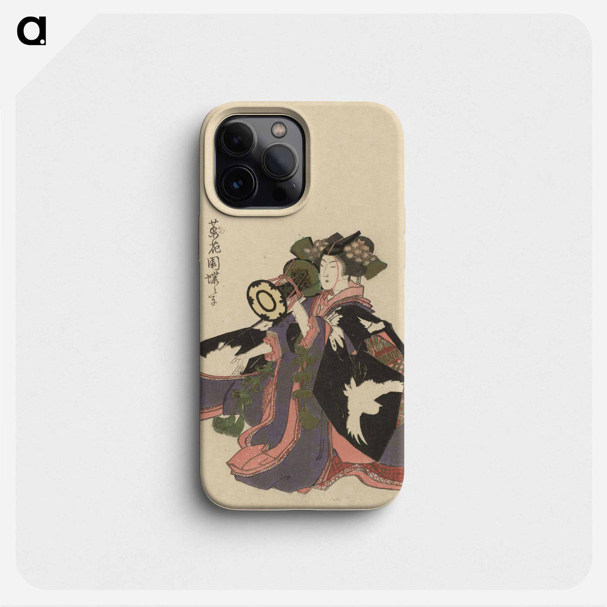 鏡を持つ女(狂歌摺物) - 葛飾 北斎 Phone Case.