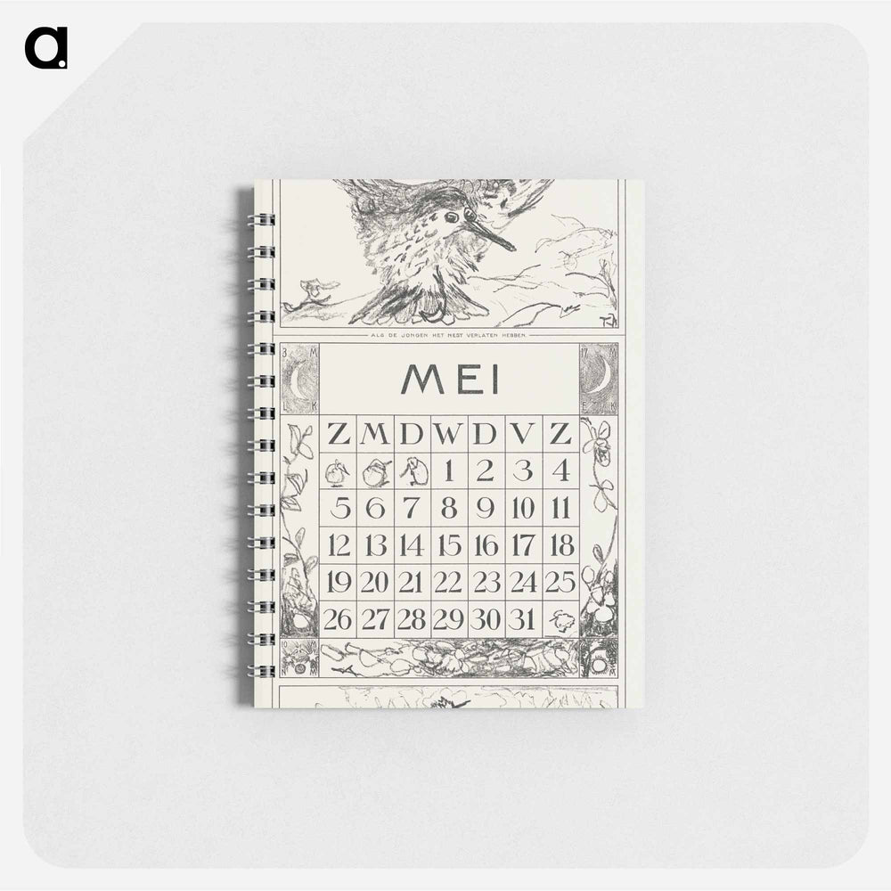 Kalenderblad mei met vliegende vogel - テオ ヴァン ホイテマ Memo.