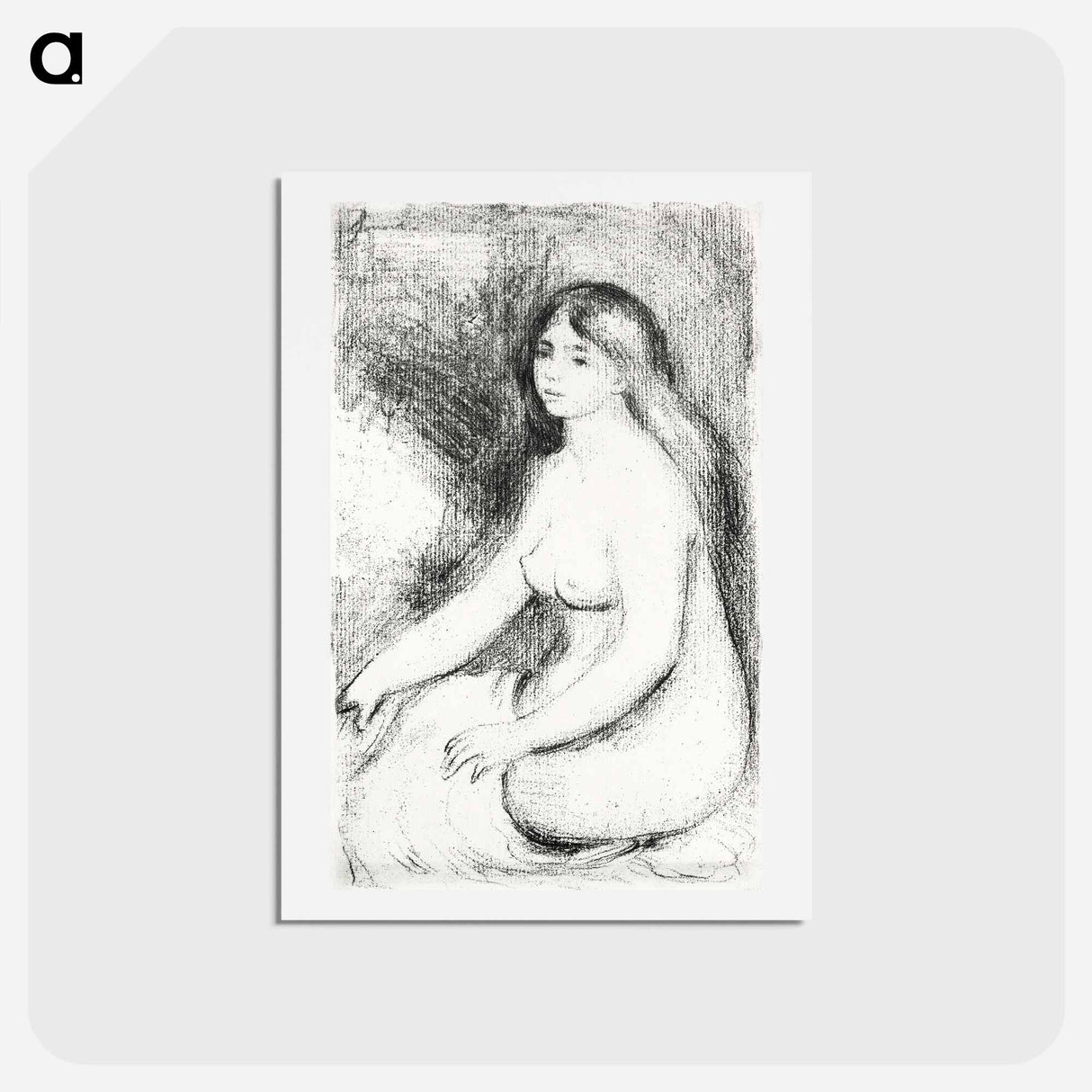 アートポストカード-Seated Bather - ピエール オーギュスト ルノワール Postcard.