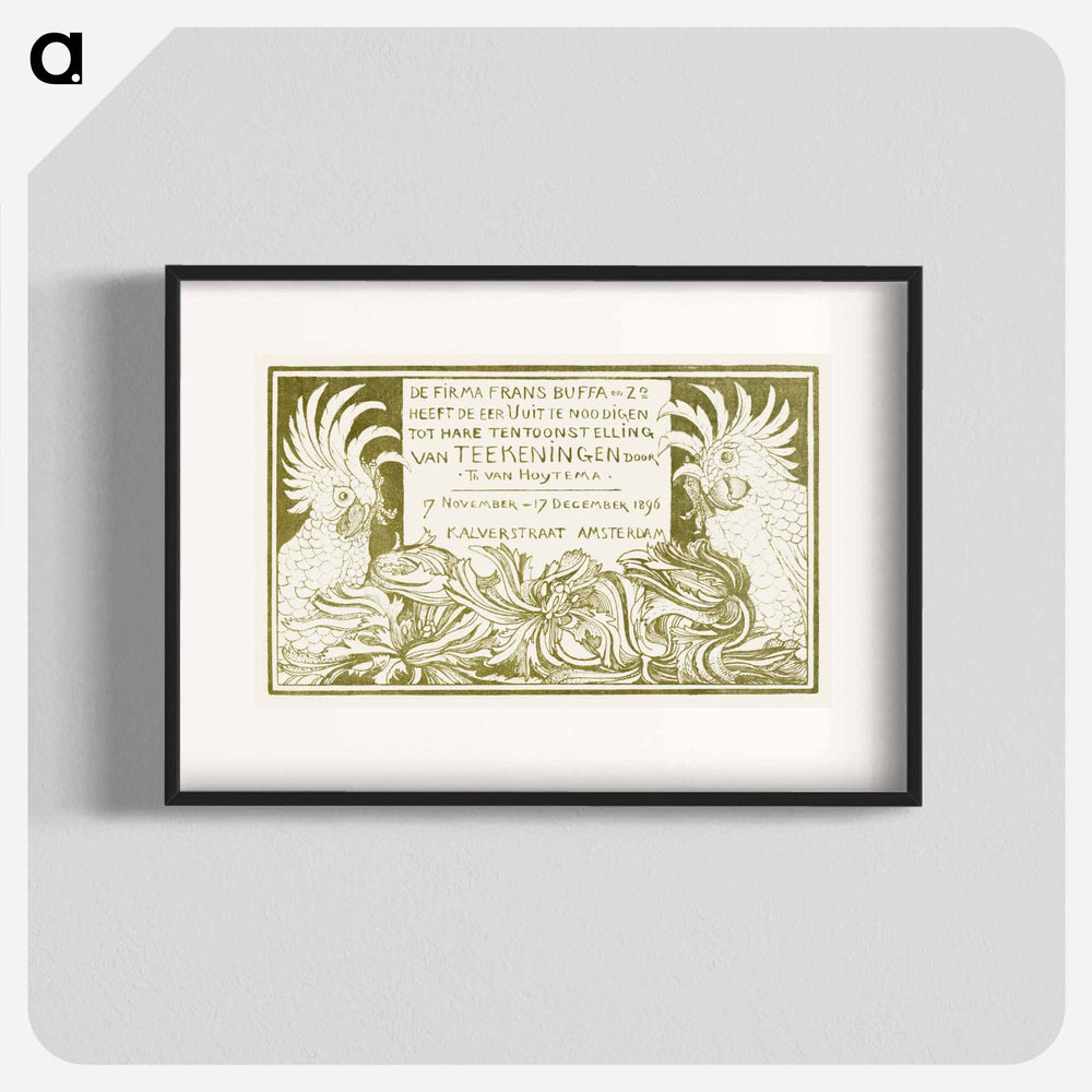 Uitnodiging met twee kaketoes - Theo van Hoytema Poster.