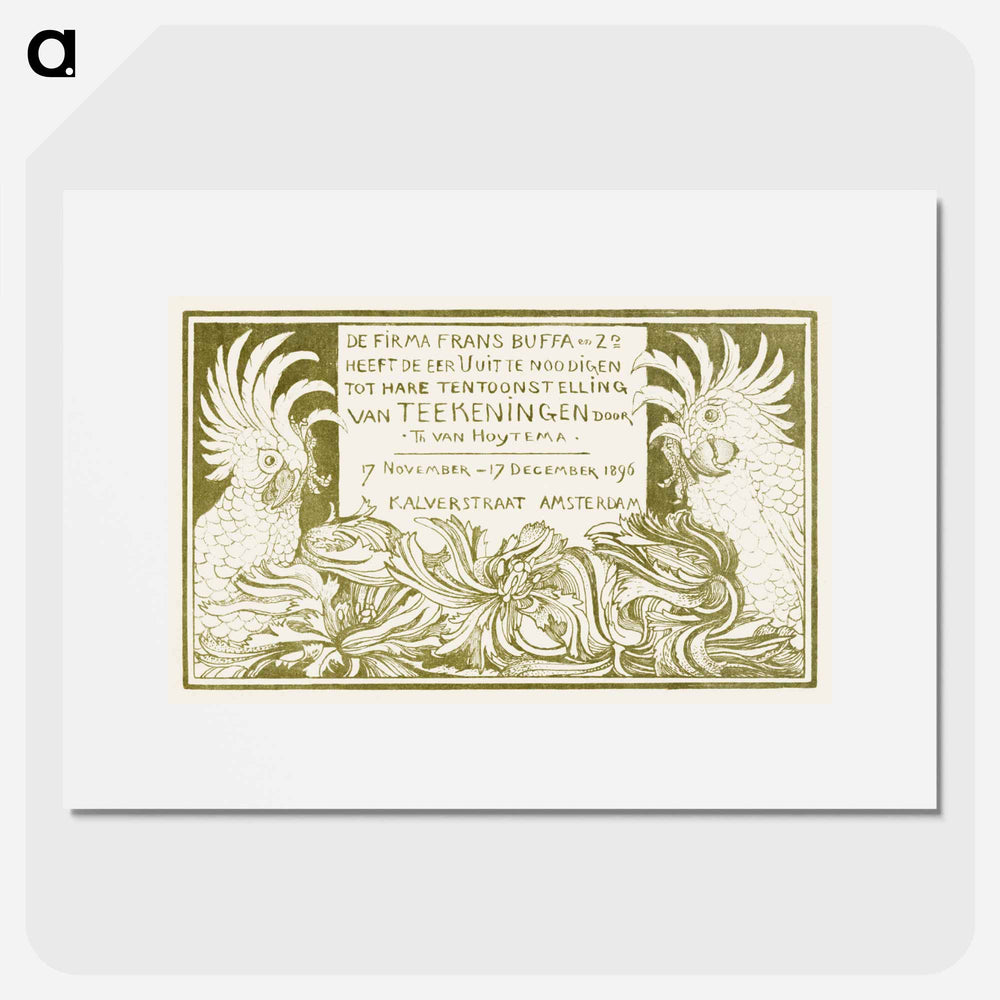 Uitnodiging met twee kaketoes - Theo van Hoytema Poster.