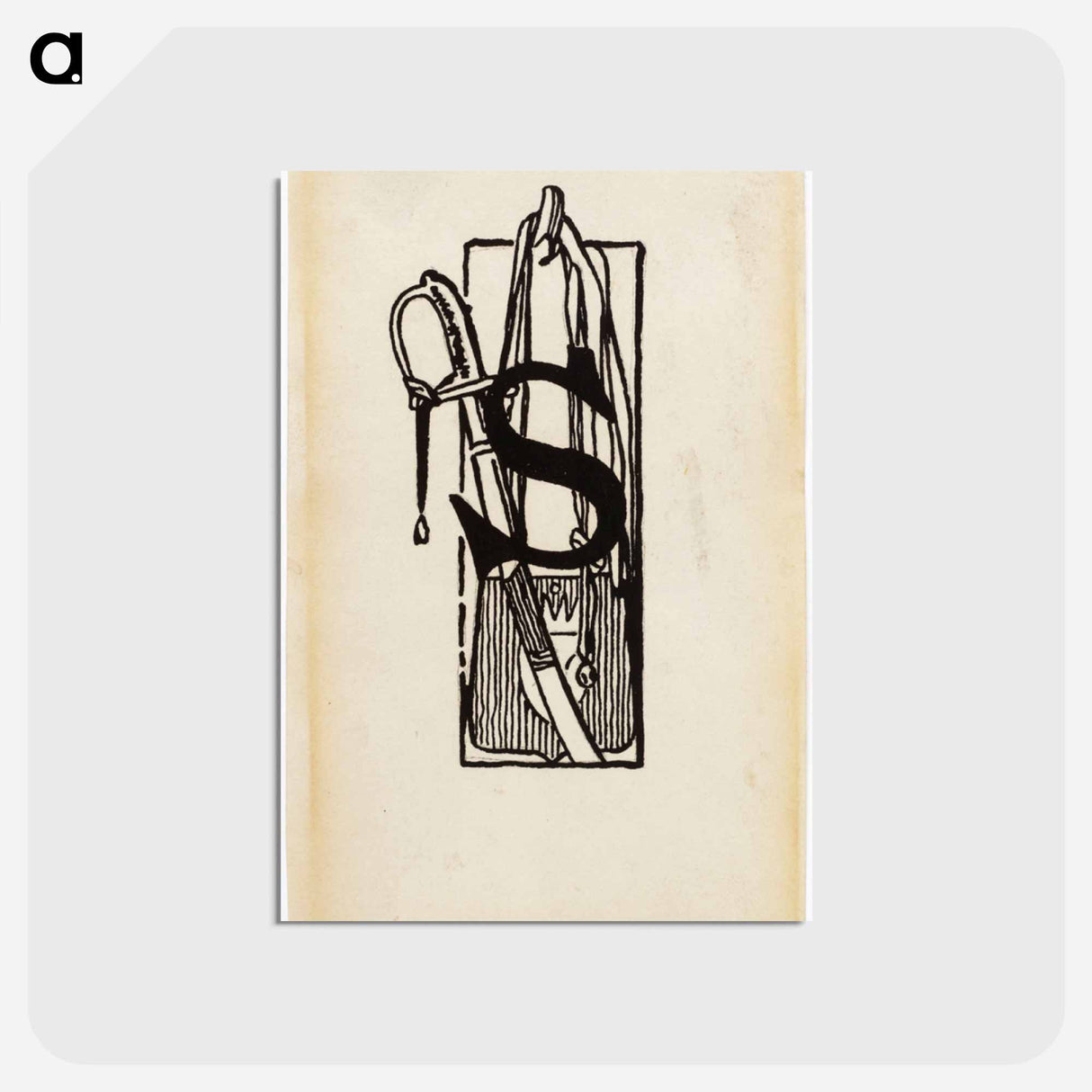 Kaksi rakuunaa -runon alkukirjain s - アルバート エーデルフェルト Postcard.