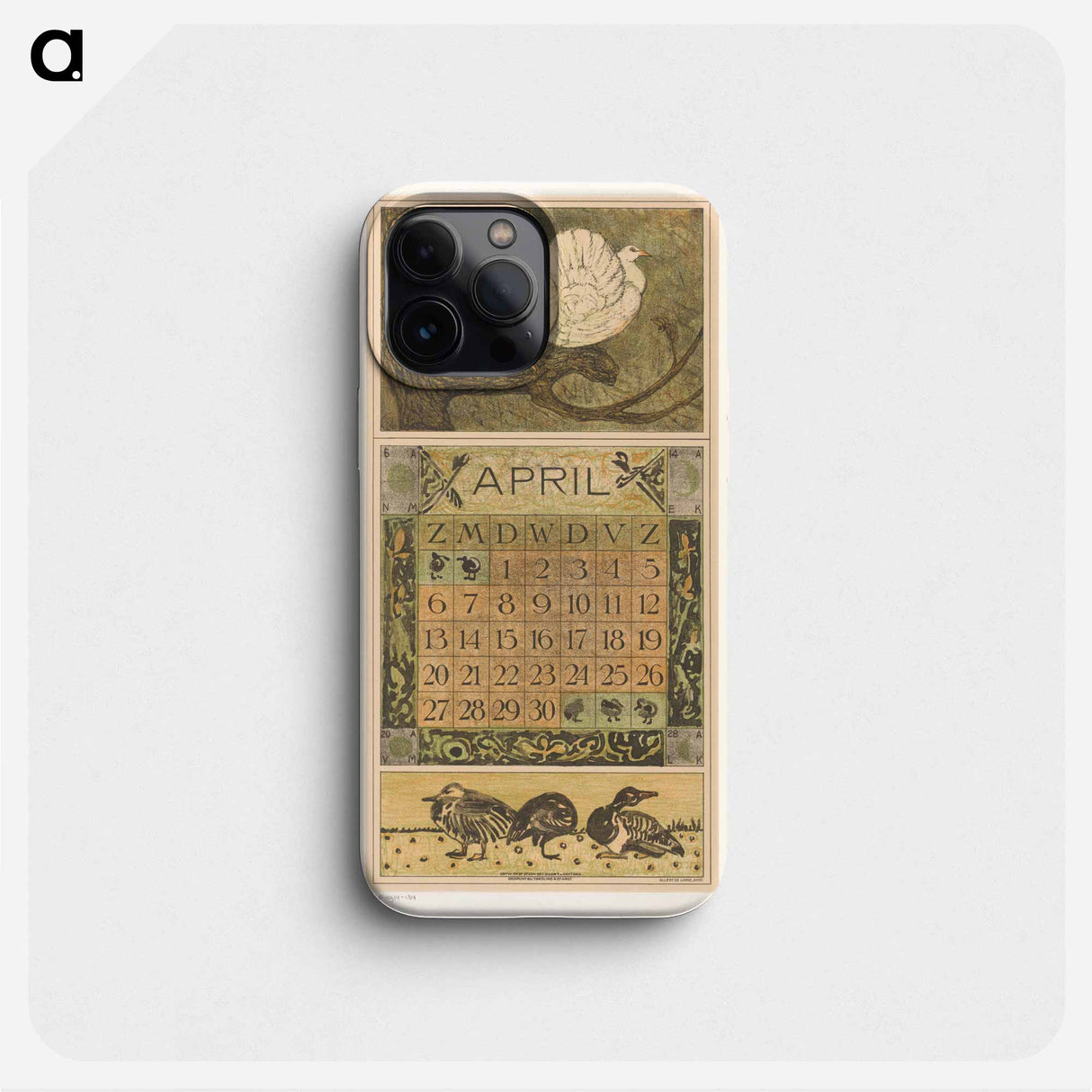 Calendar for April with two duives - Theo van Hoytema Phone Case.