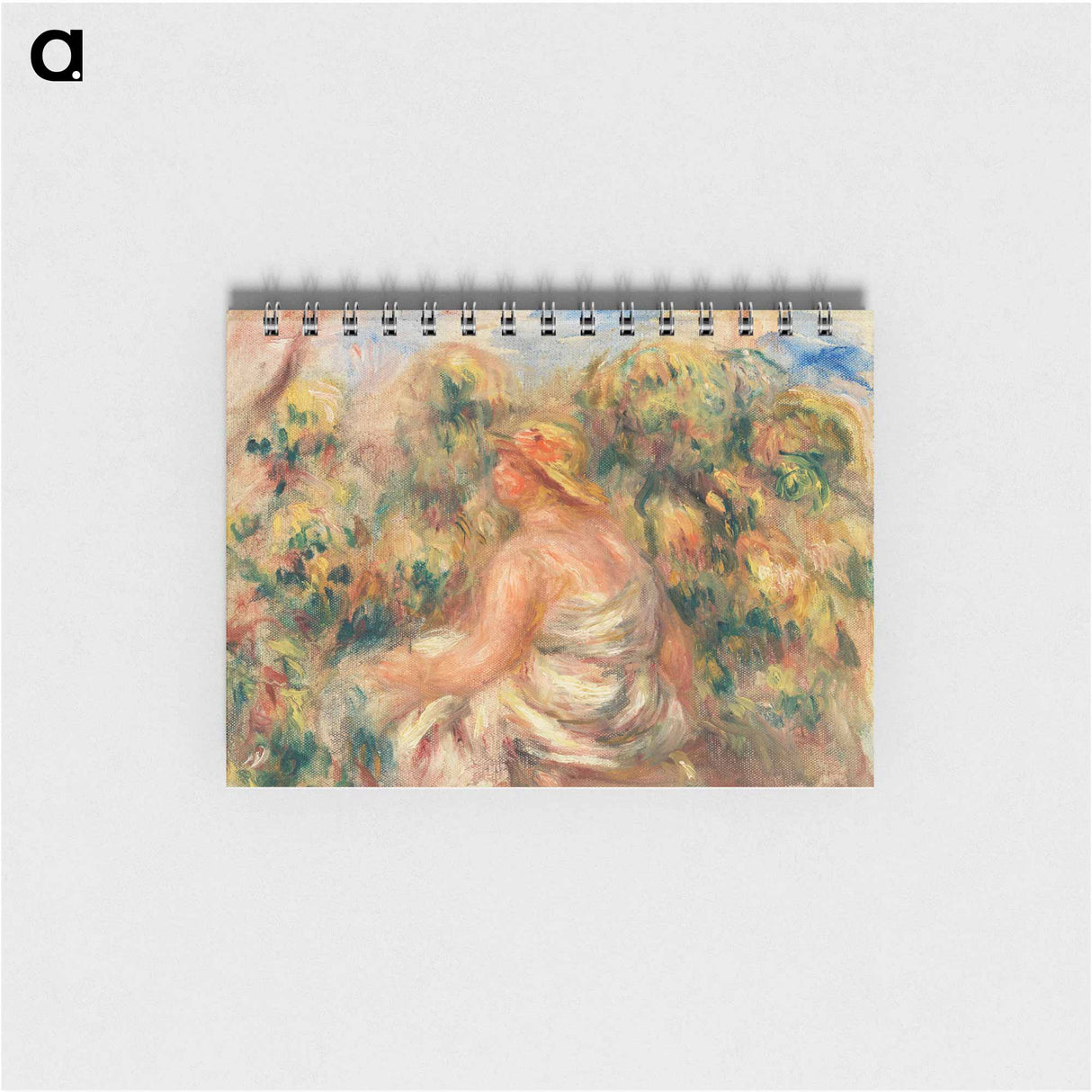 Woman with Hat in a Landscape - ピエール オーギュスト ルノワール Memo.