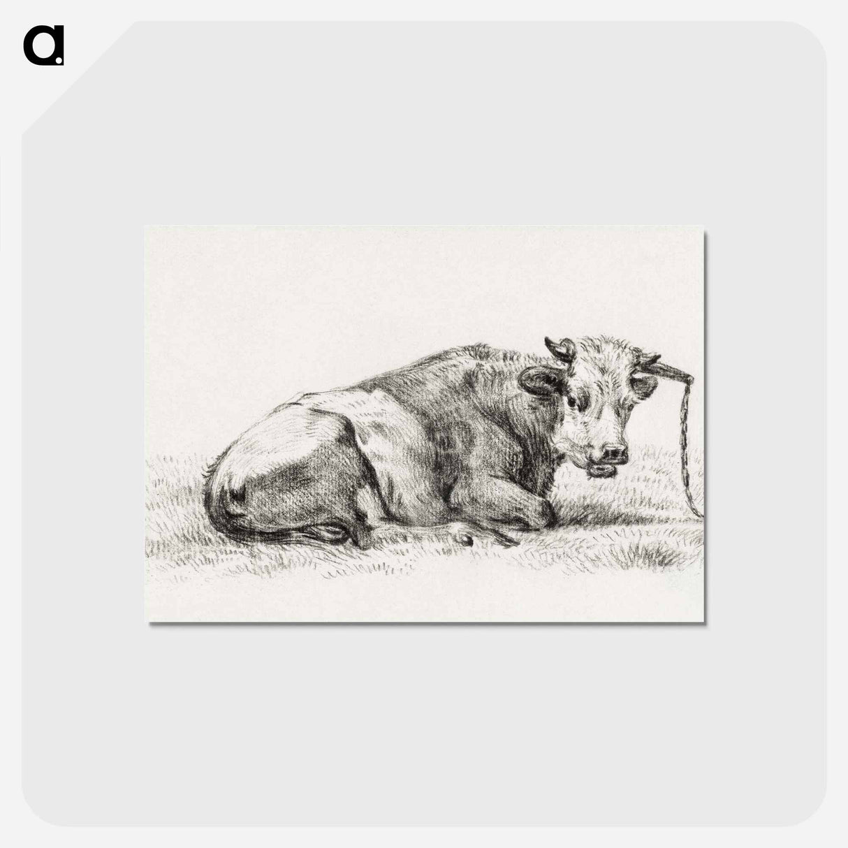 アートポストカード-Lying cow - ジャン ベルナール Postcard.