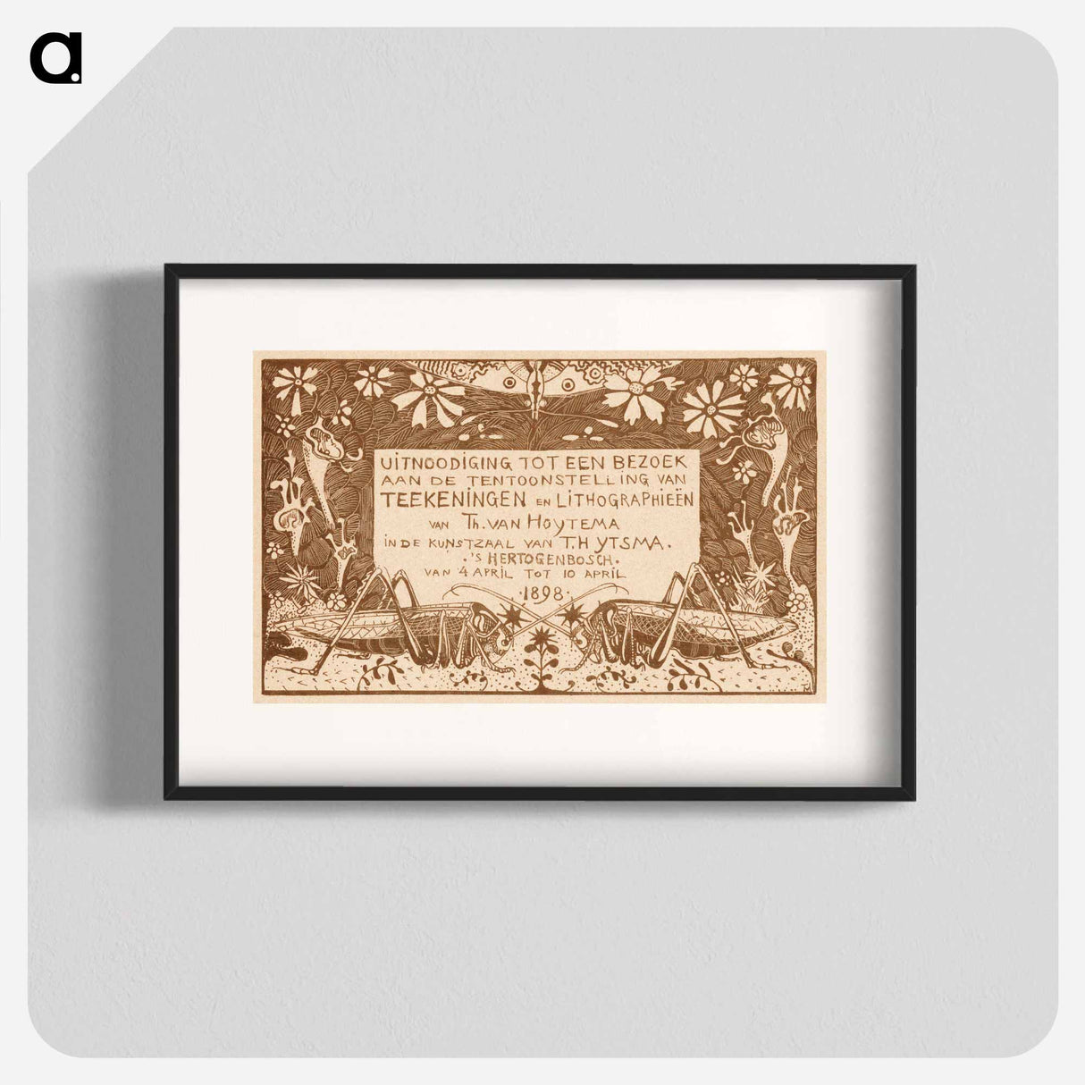 Uitnodiging met twee sprinkhanen - Theo van Hoytema Poster.