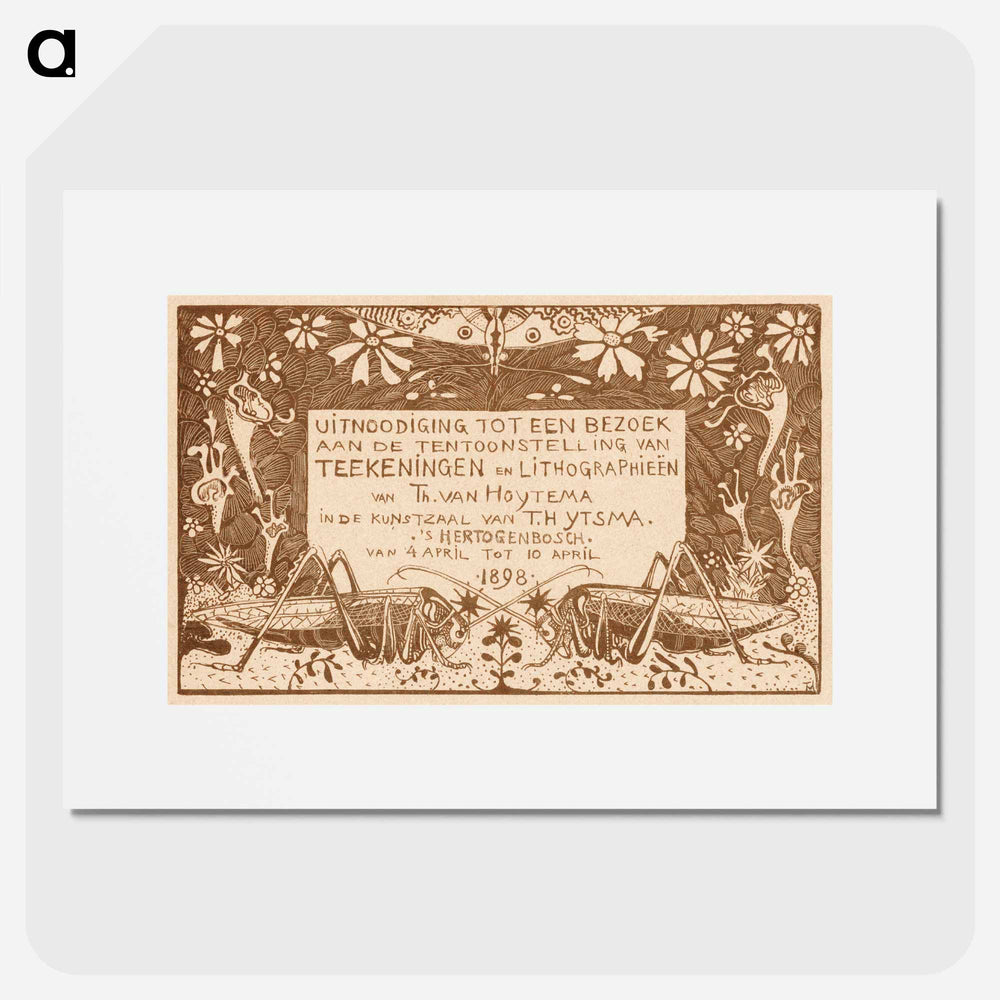 Uitnodiging met twee sprinkhanen - Theo van Hoytema Poster.