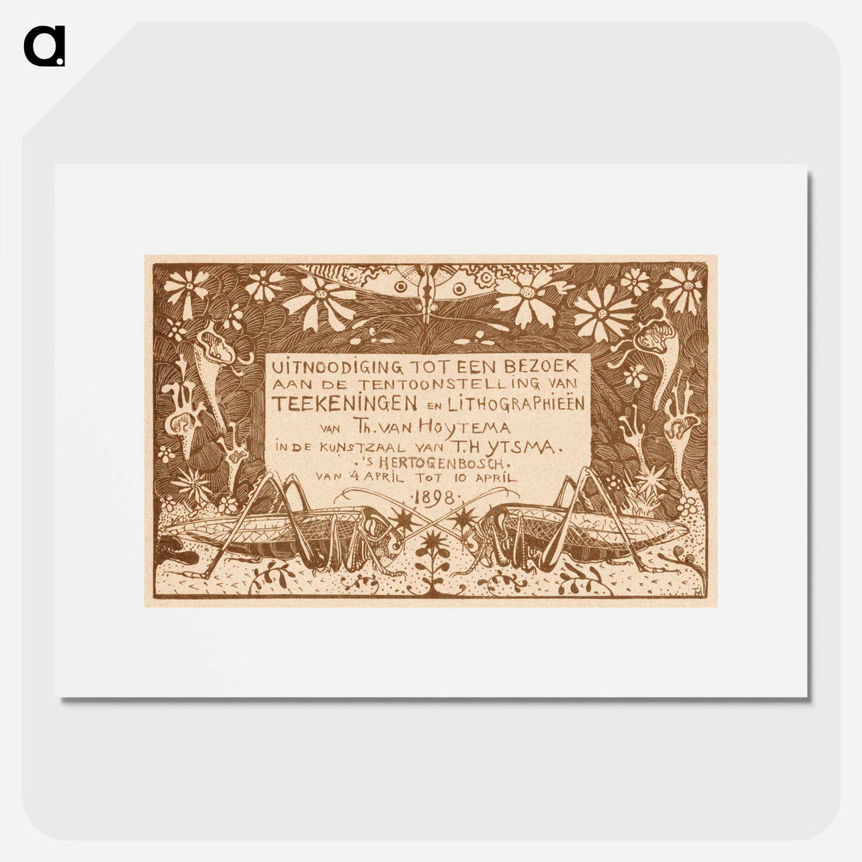 Uitnodiging met twee sprinkhanen - Theo van Hoytema Poster.