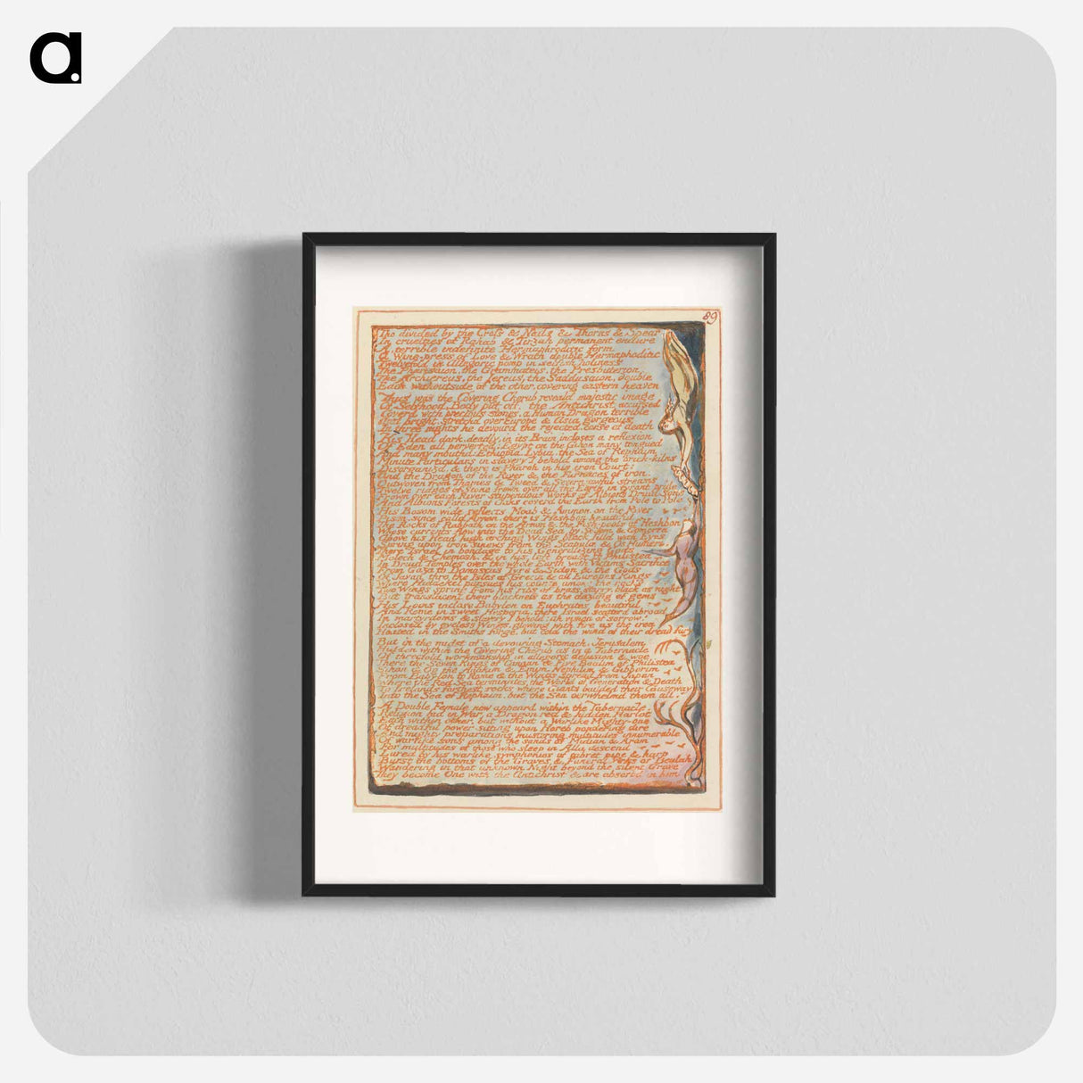 アートポスター-Jerusalem, Plate 89, "Tho divided by the Cross...." - ウィリアム ブレイク Poster.