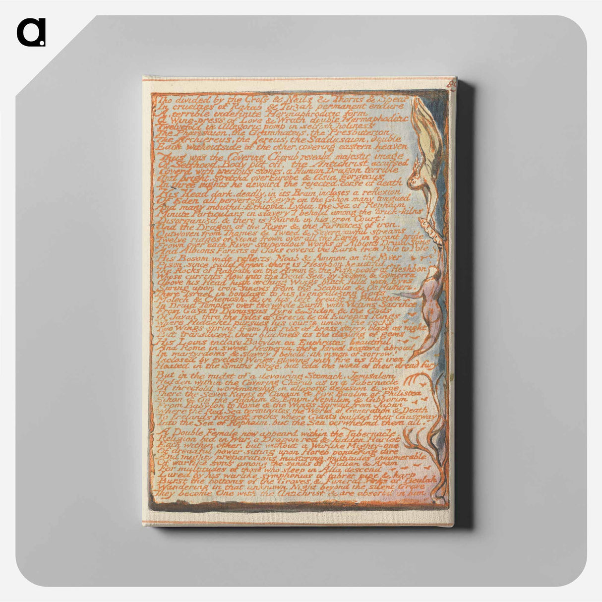アートパネル-Jerusalem, Plate 89, "Tho divided by the Cross...." - ウィリアム ブレイク Canvas.