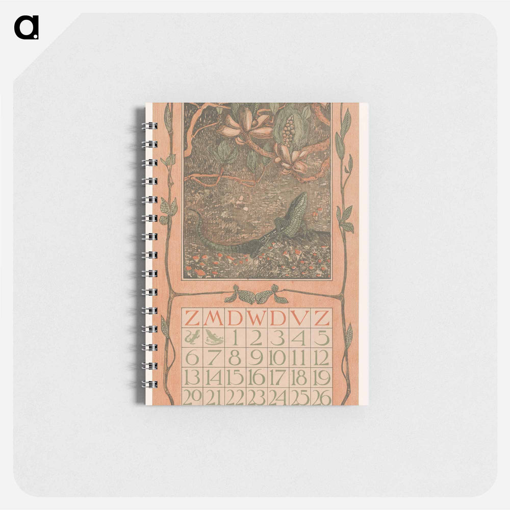 Kalenderblad april met een hagedis - テオ ヴァン ホイテマ Memo.