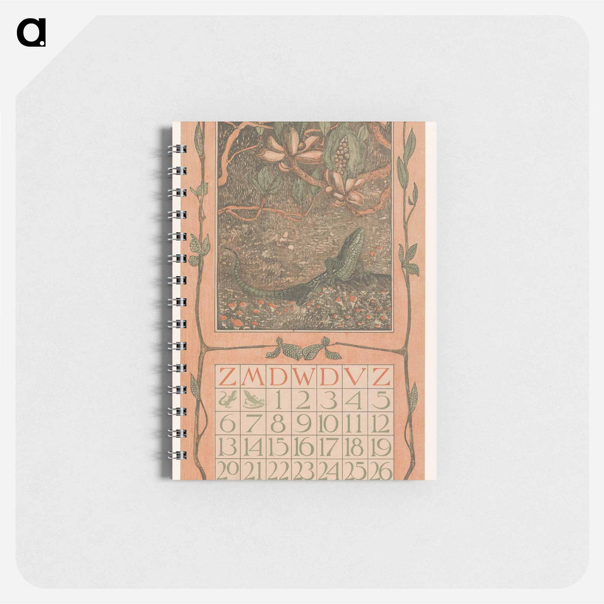 Kalenderblad april met een hagedis - テオ ヴァン ホイテマ Memo.