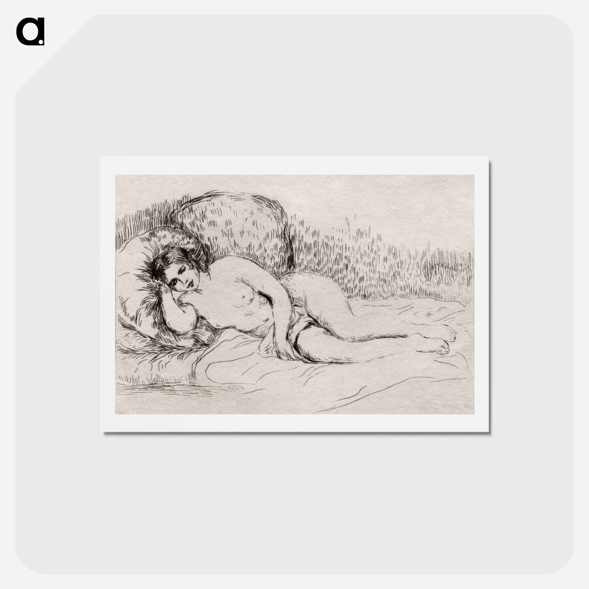 アートポストカード-Nude Woman Reclining - ピエール オーギュスト ルノワール Postcard.