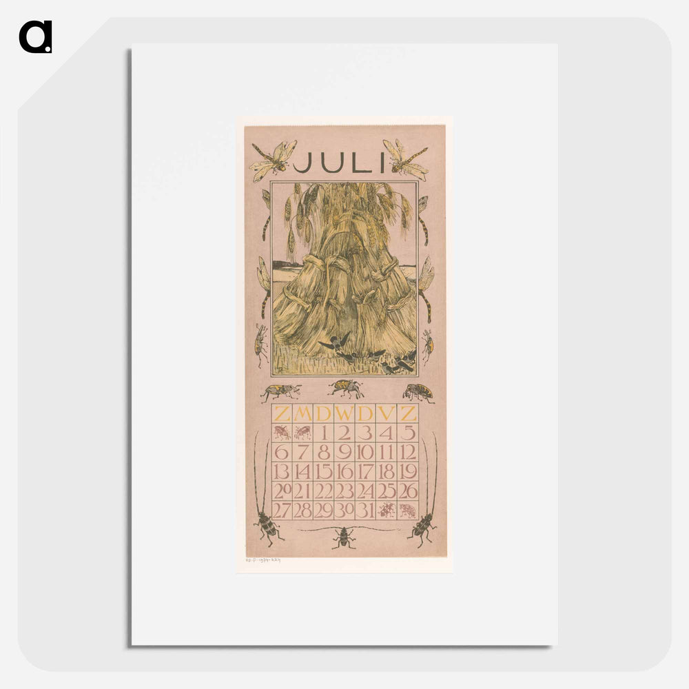 July Calendar with korenshoven - Theo van Hoytema Poster.