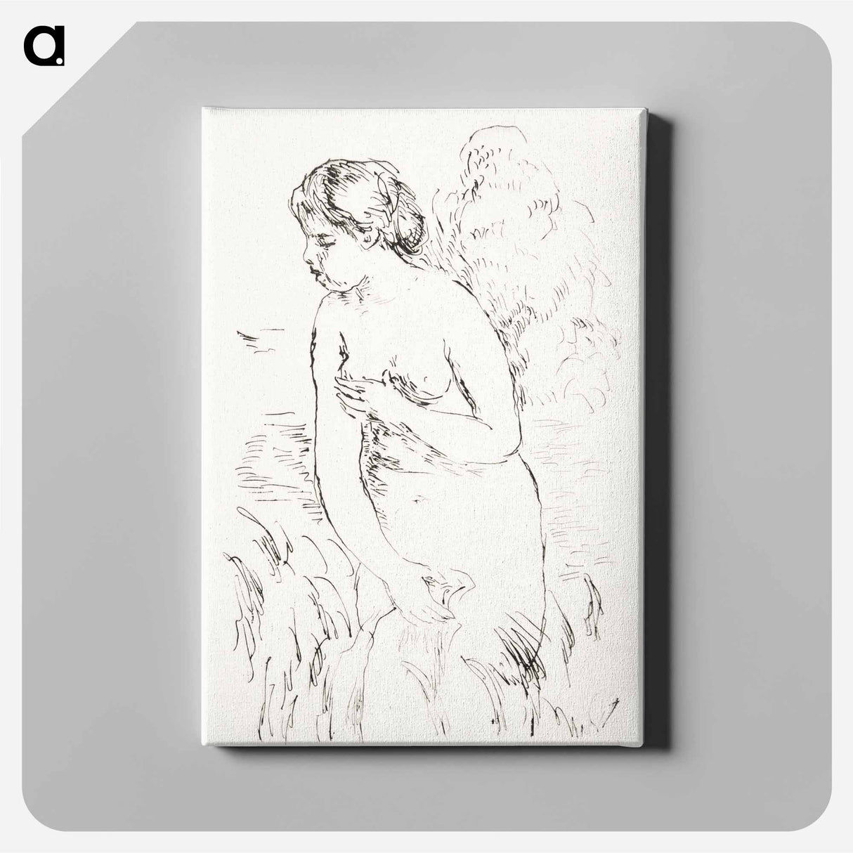 アートパネル-Baigneuse debout, à mi-jambes (Standing Bather, Down to the Knees) - ピエール オーギュスト ルノワール Canvas.