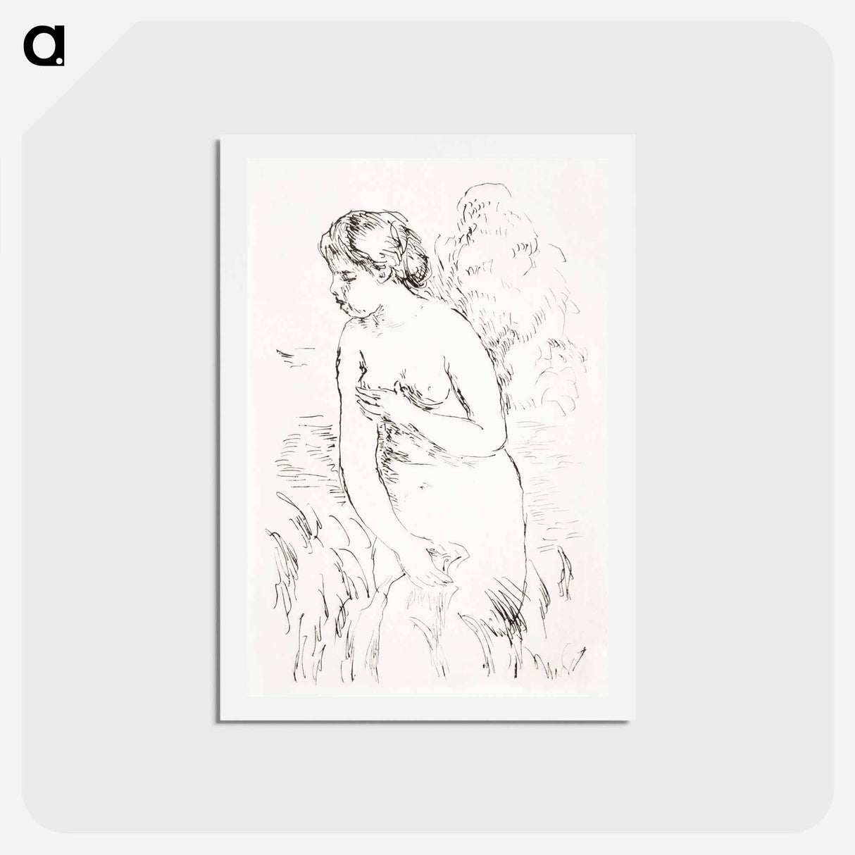 アートポストカード-Baigneuse debout, à mi-jambes (Standing Bather, Down to the Knees) - ピエール オーギュスト ルノワール Postcard.