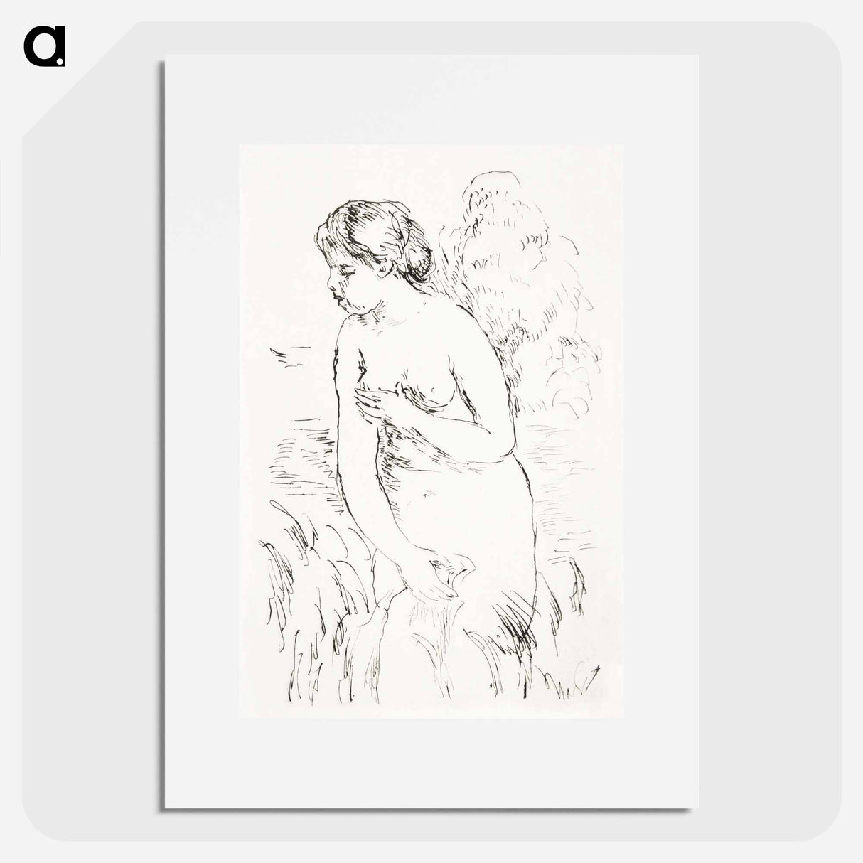 アートポスター-Baigneuse debout, à mi-jambes (Standing Bather, Down to the Knees) - ピエール オーギュスト ルノワール Poster.