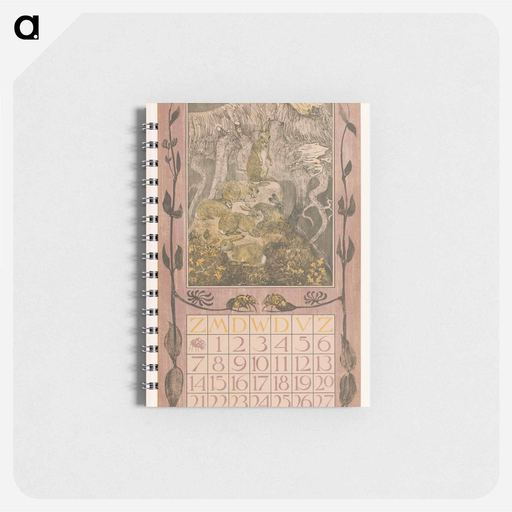 Kalenderblad september met konijnen - テオ ヴァン ホイテマ Memo.