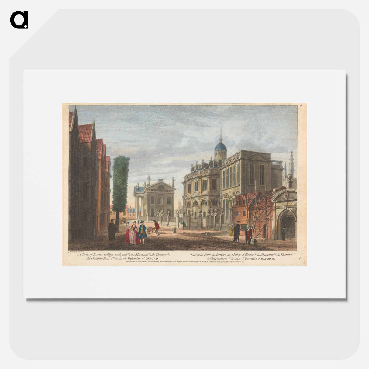 アートポスター-A View of Exeter College back gate (a), the Museum (b), the Theatre (c), the Printing House (d), & c. in the University of Oxford
- イェール大学アートギャラリー Poster.