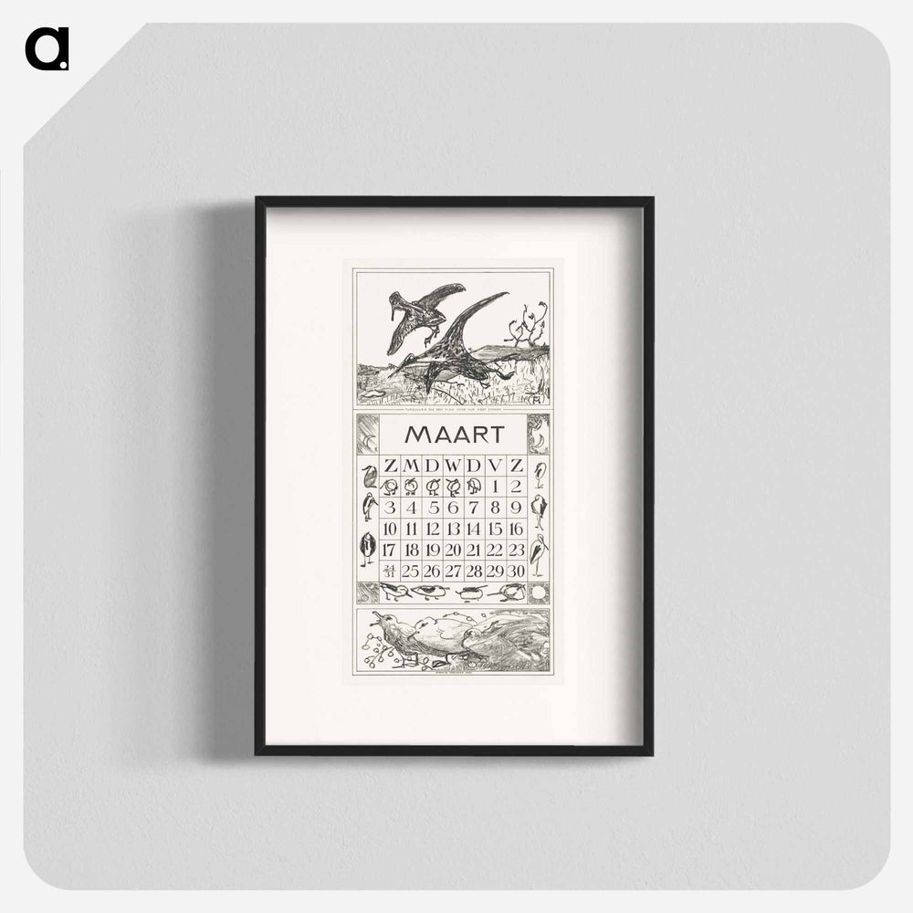 Calendar with flowers - Theo van Hoytema Poster.