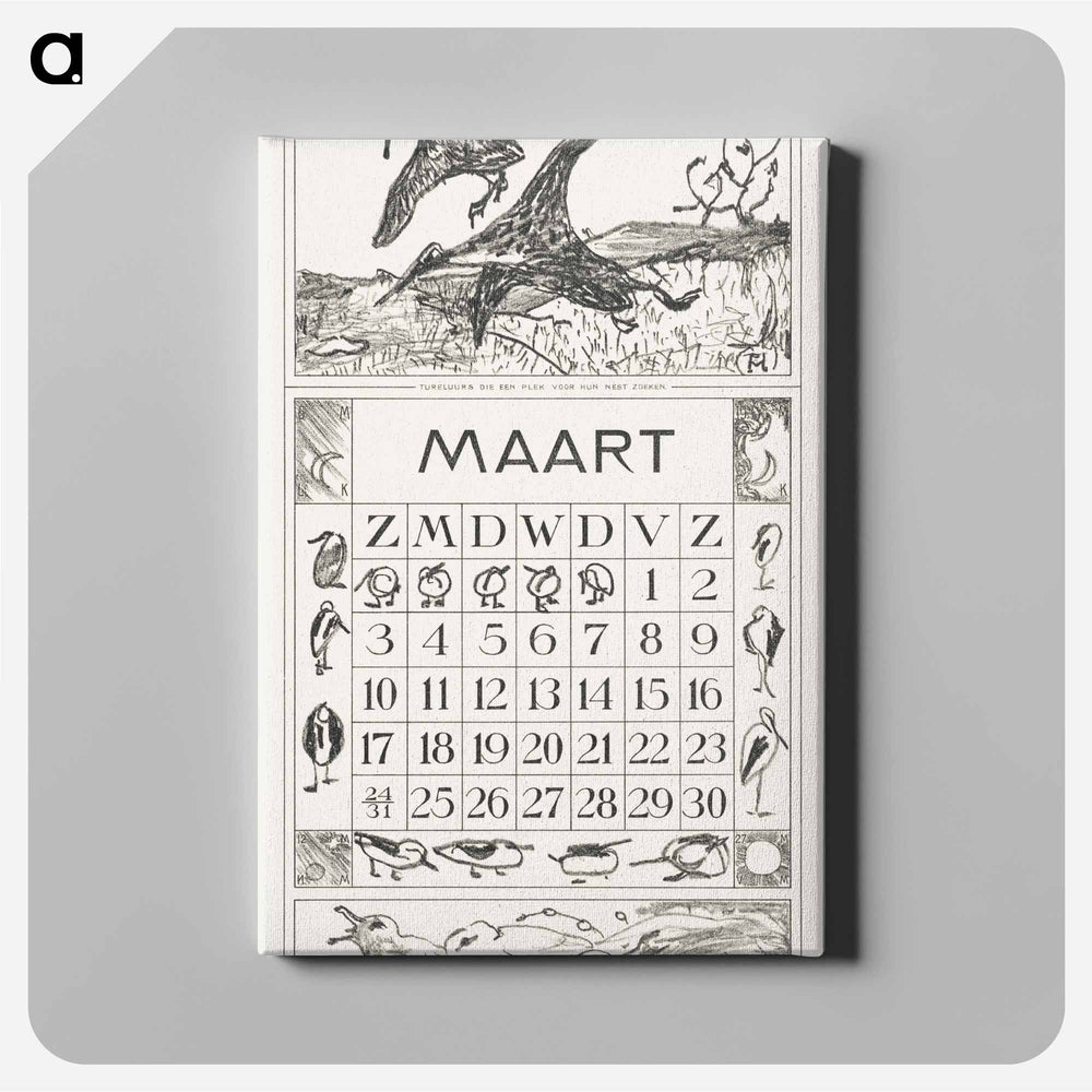 Calendar with flowers - Theo van Hoytema Canvas.