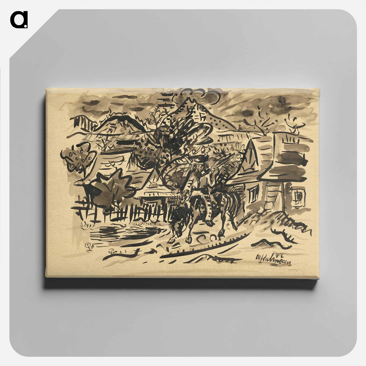アートパネル-A man from orava on a horse - アーノルド ピーター ワイズ クビンチャン Canvas.