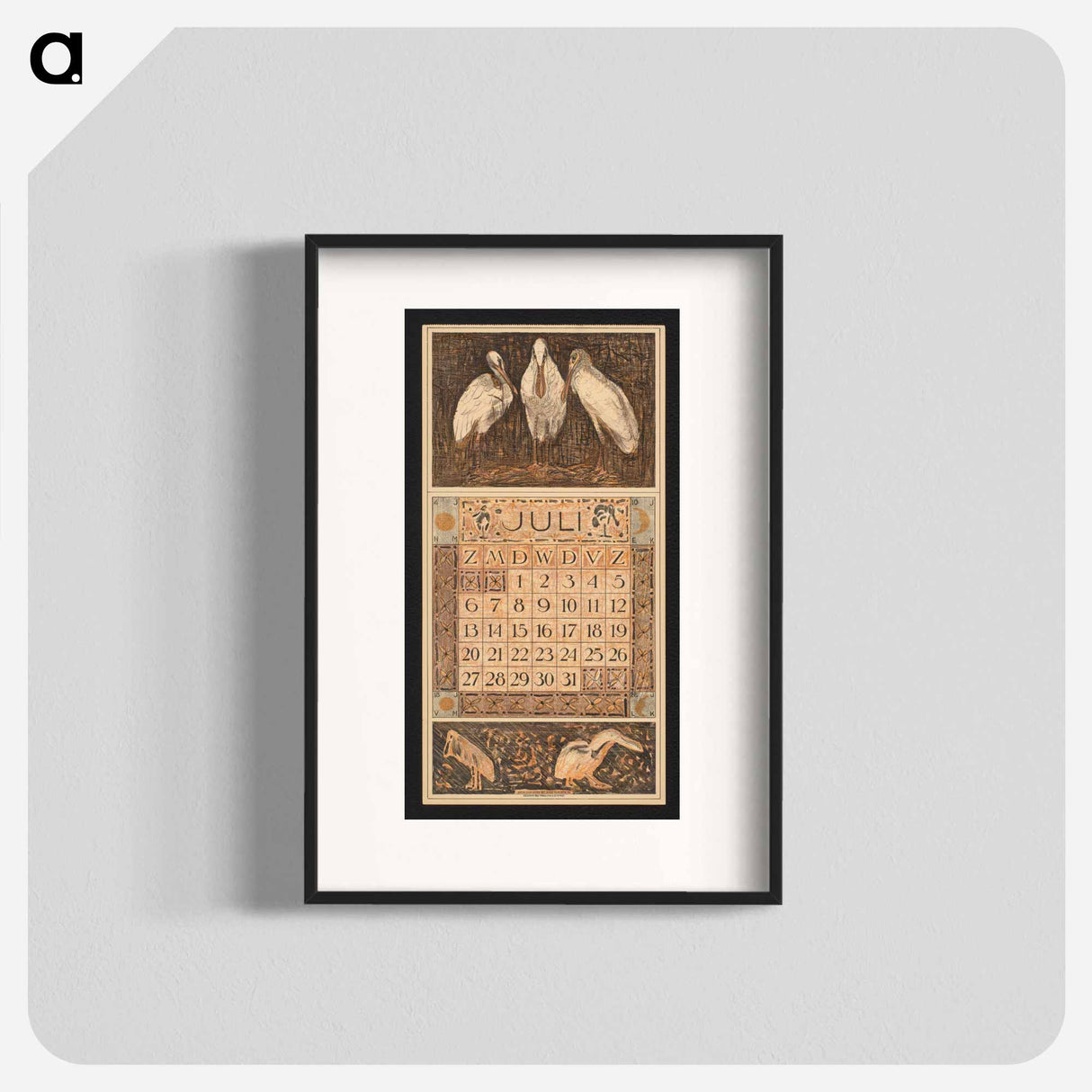 Calendar for July 1913 with three children - Theo van Hoytema Poster.