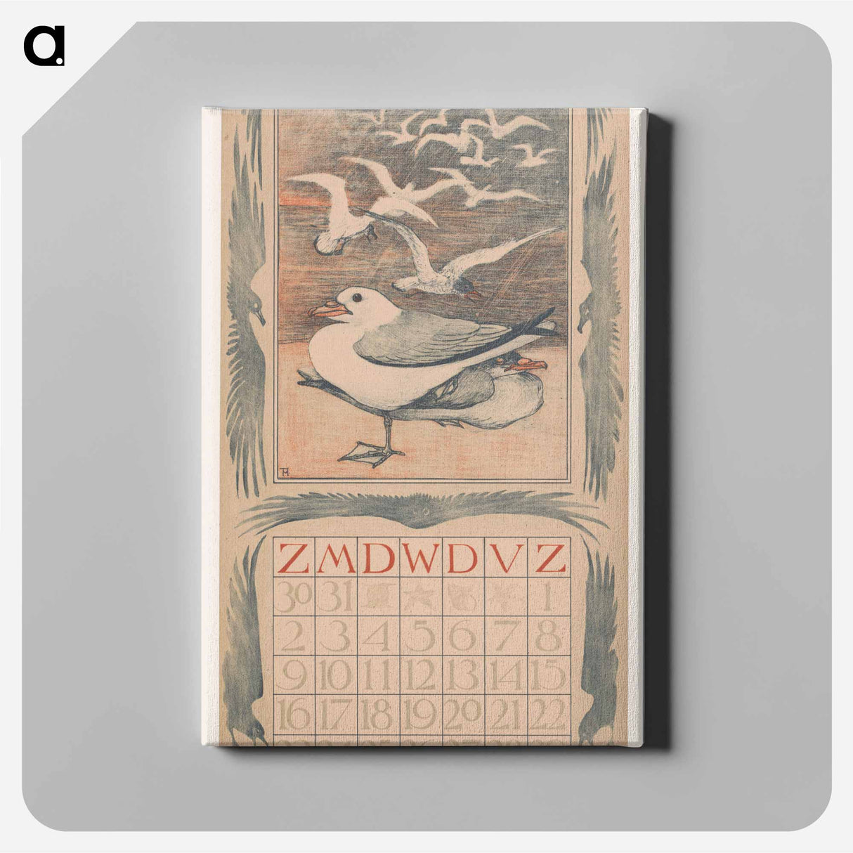 Calendar flower with flowers - Theo van Hoytema Canvas.