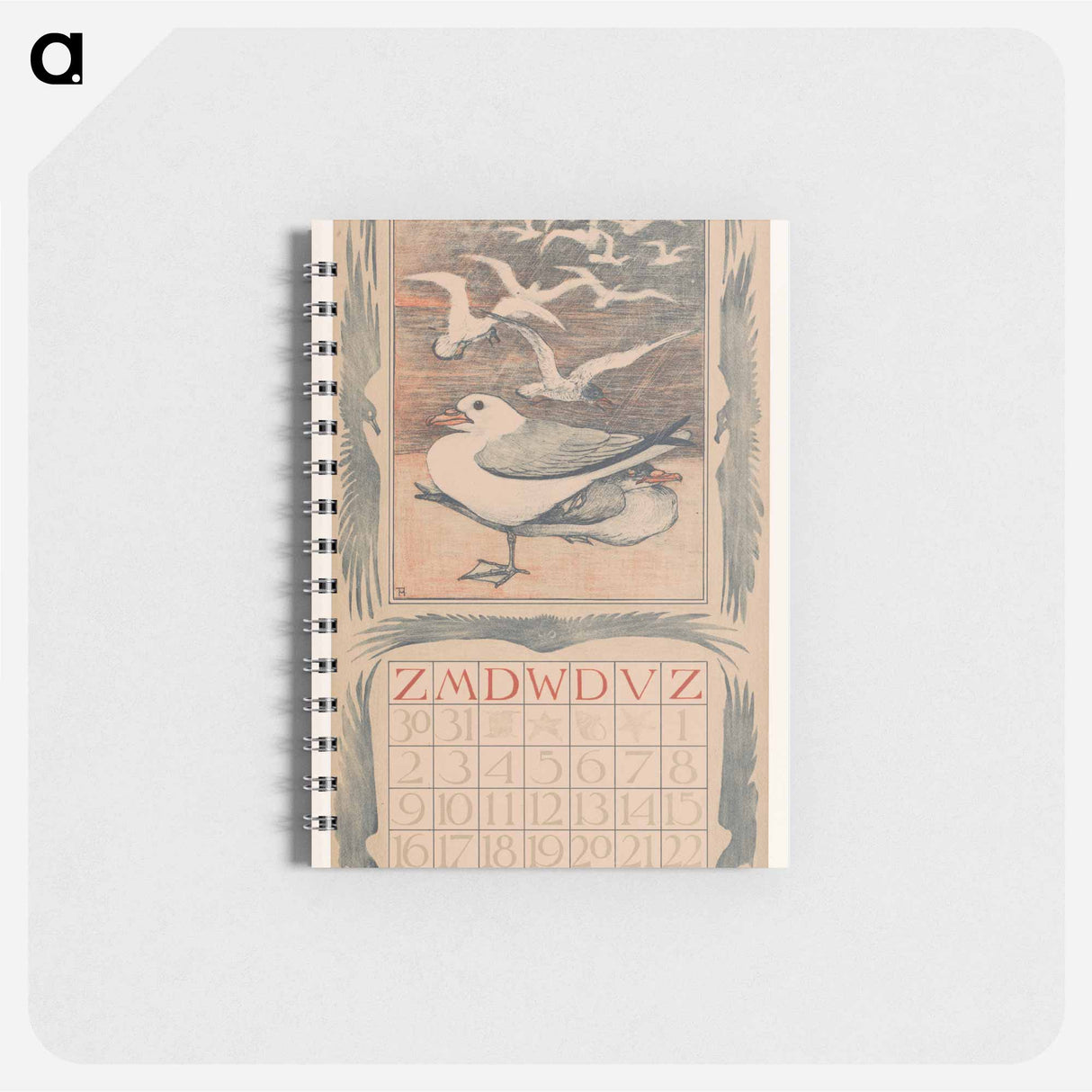 Kalenderblad maart met meeuwen - テオ ヴァン ホイテマ Memo.