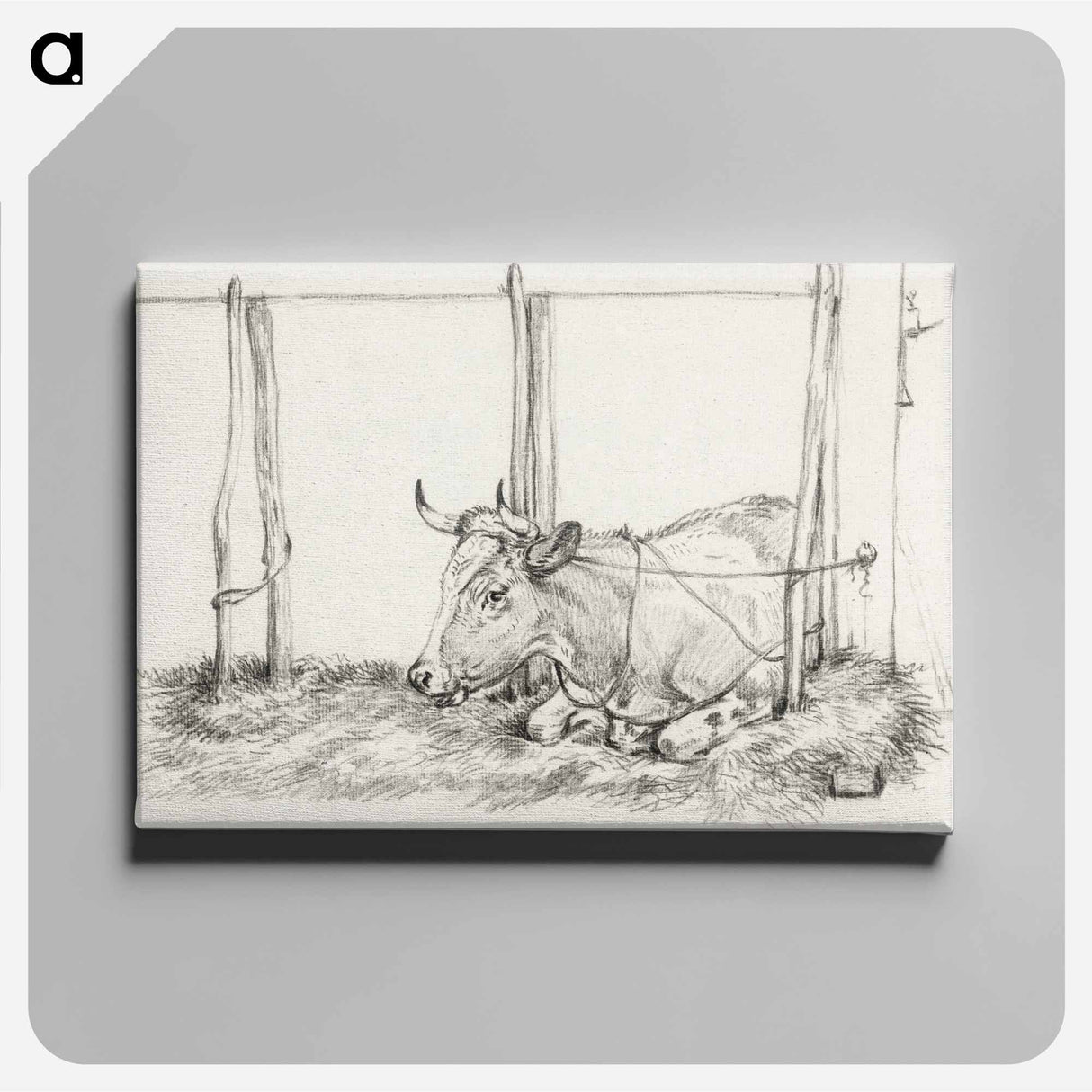 アートパネル-Lying cow - ジャン ベルナール Canvas.