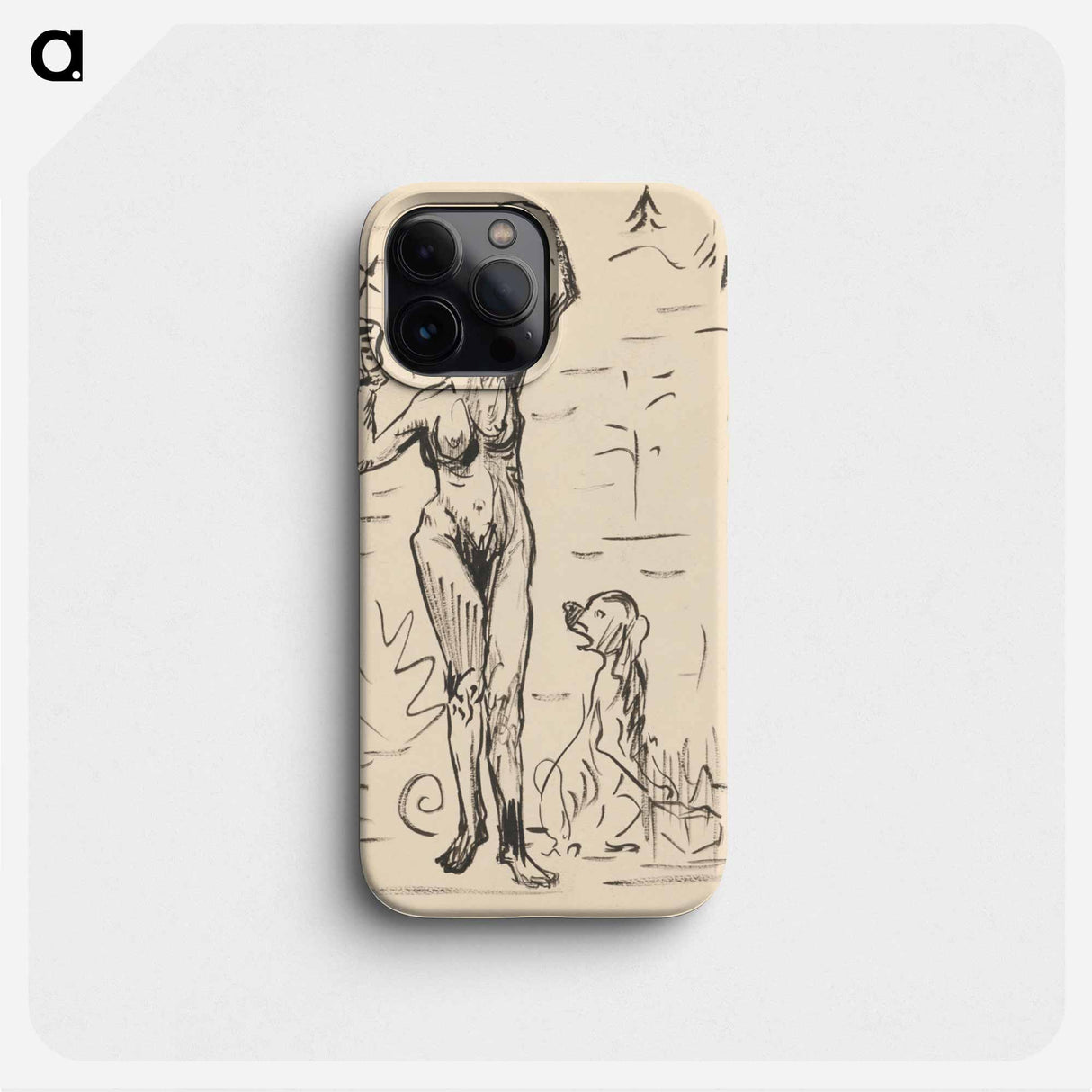 Sketchbook 19 woman and dog - アーノルド ピーター ワイズ クビンチャン Phone Case.