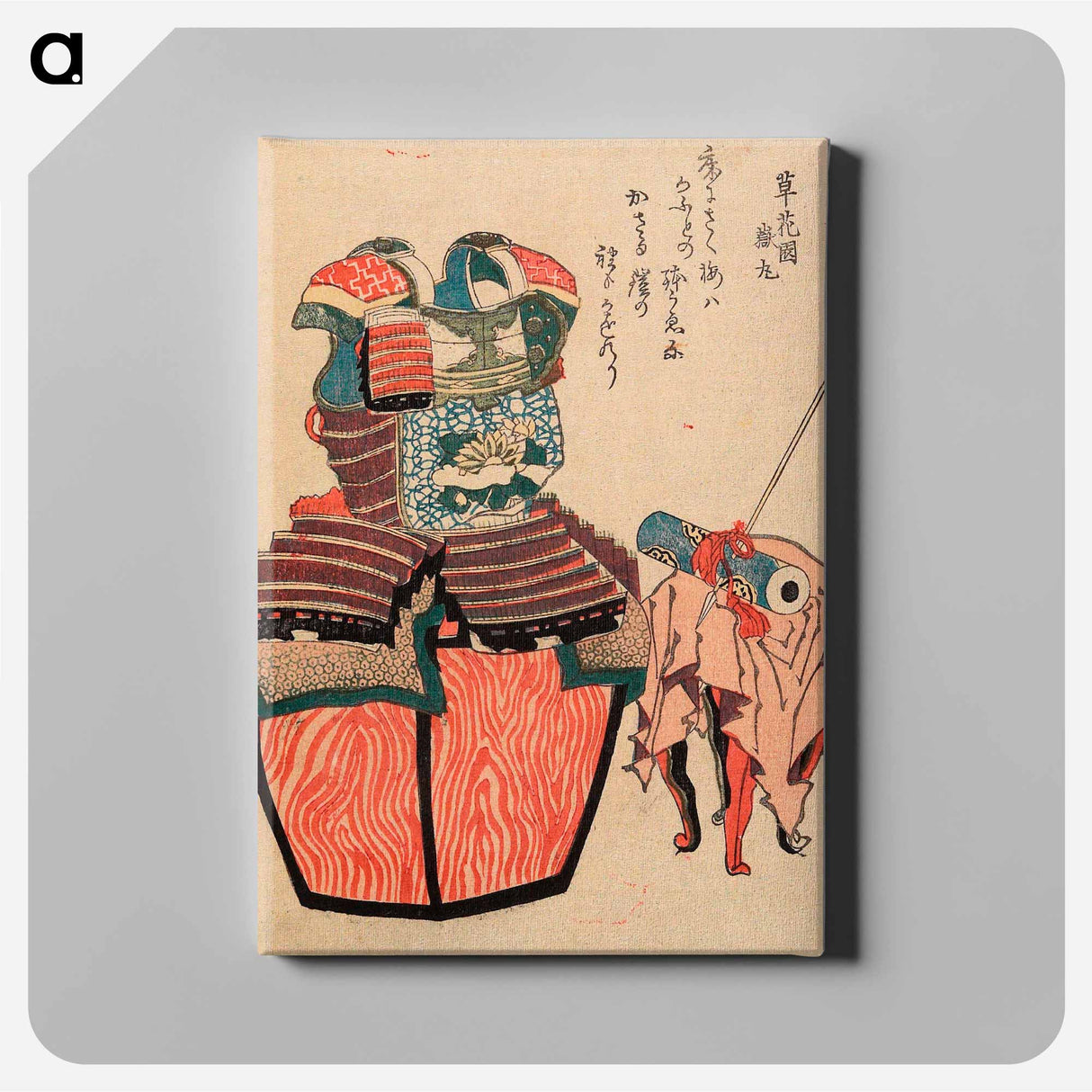アートパネル-Avalokitesvara Sutra and Armor with Chrysanthemum-Stream Motif in Mandarin Orange - 葛飾 北斎 Canvas.