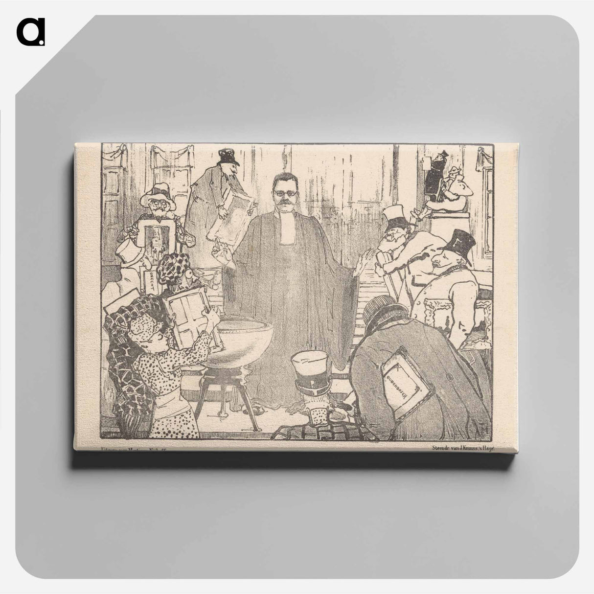 Spotprent over de kunsthistoricus Abraham Bredius by Theo van Hoytema, J Krauss and Martinus Nijhoff - Theo van Hoytema Canvas.