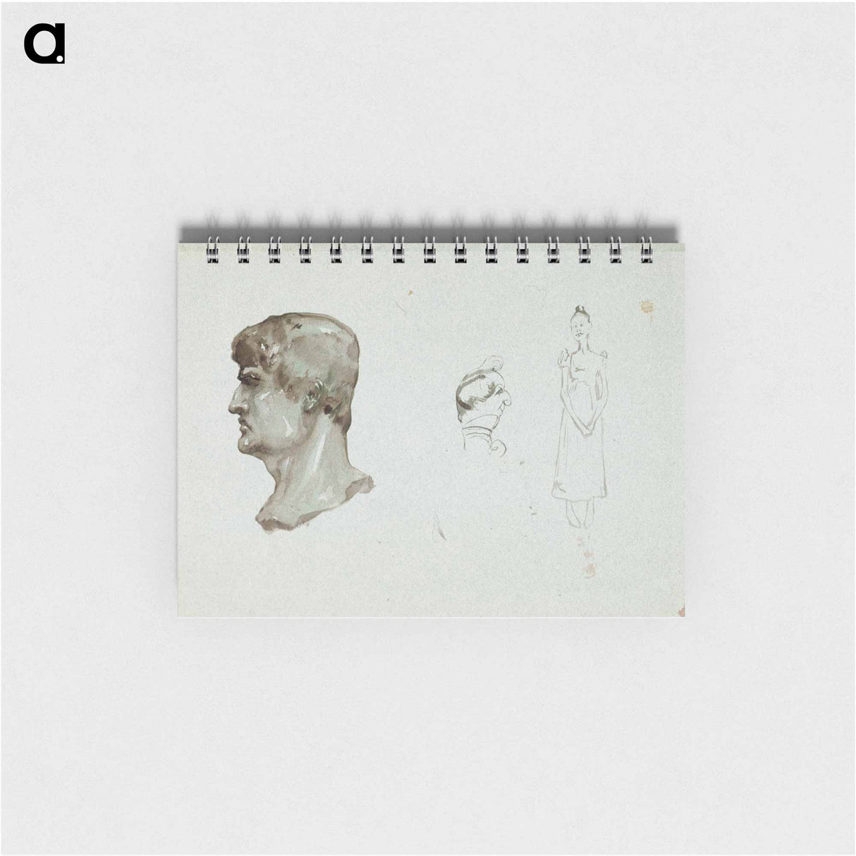 A roman head and a caricature of a man and a woman - アルバート エーデルフェルト Memo.