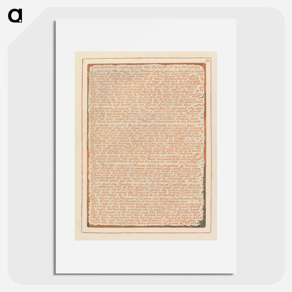 Jerusalem, Plate 88, "Los answerd sighing...." - ウィリアム ブレイク Poster.