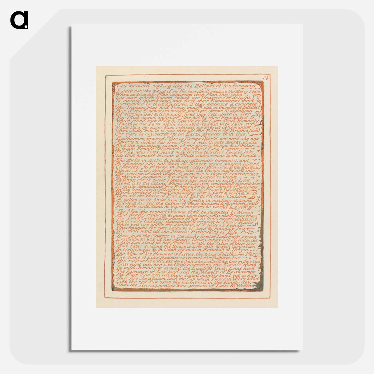 Jerusalem, Plate 88, "Los answerd sighing...." - ウィリアム ブレイク Poster.