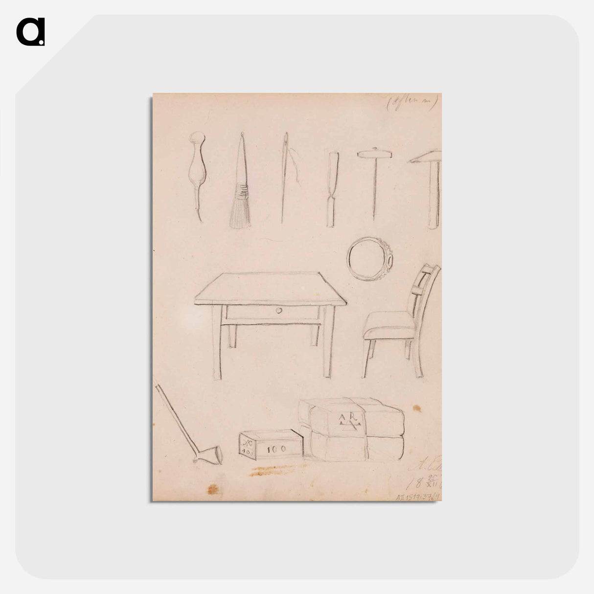 Työkaluja ; sormus ; pöytä ja tuoli ; paketteja - アルバート エーデルフェルト Postcard.