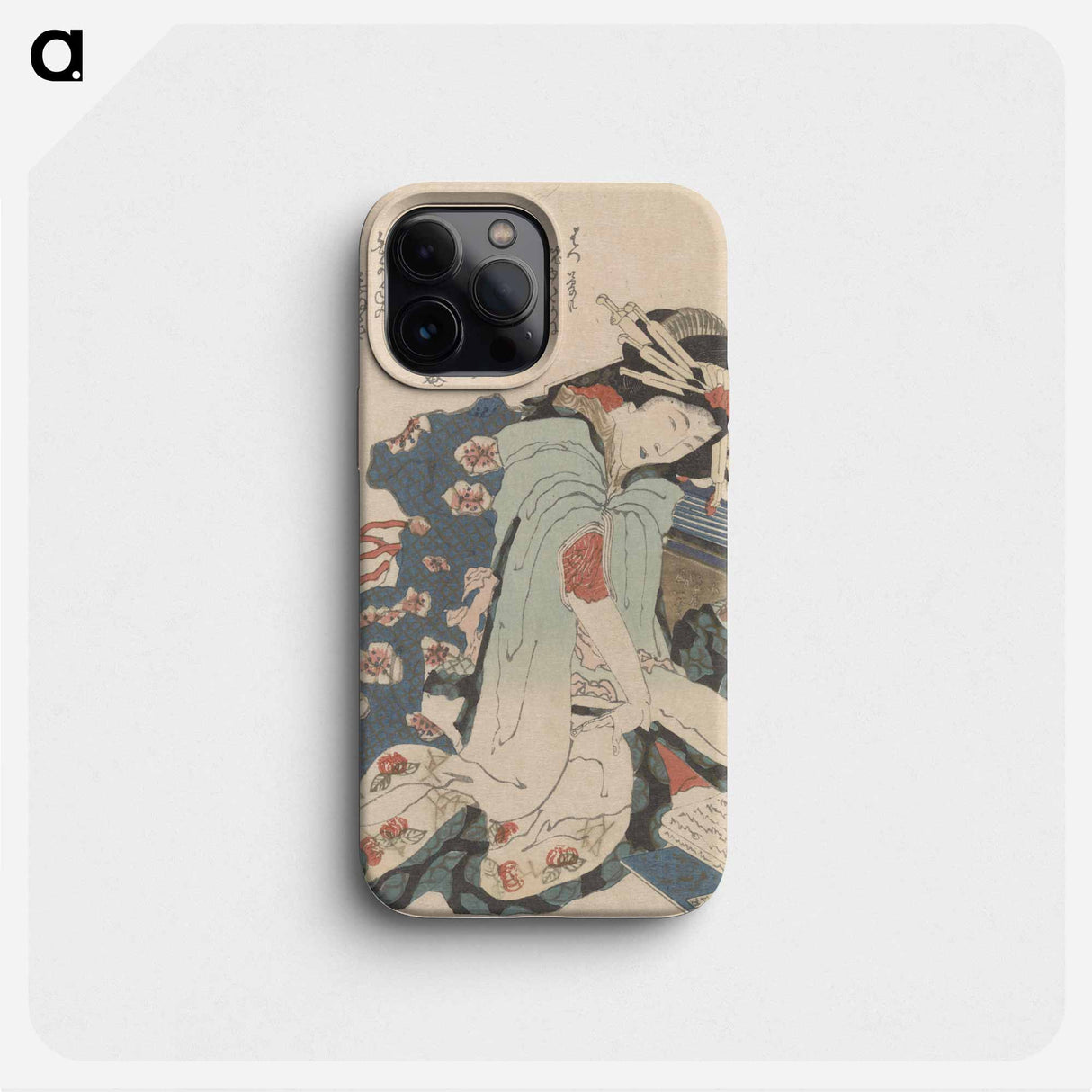 書物に凭れる女(狂歌摺物) - 葛飾 北斎 Phone Case.